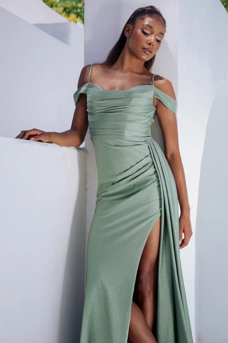 Eureka EK107 Satin Glitter Stretch Jersey Dress Eureka