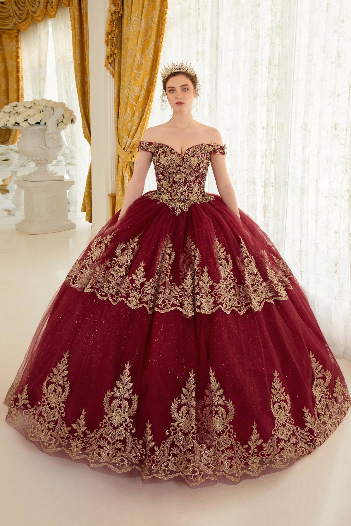 Cinderella Divine 15705 Ladivine Layered Lace Quince Ball Gown