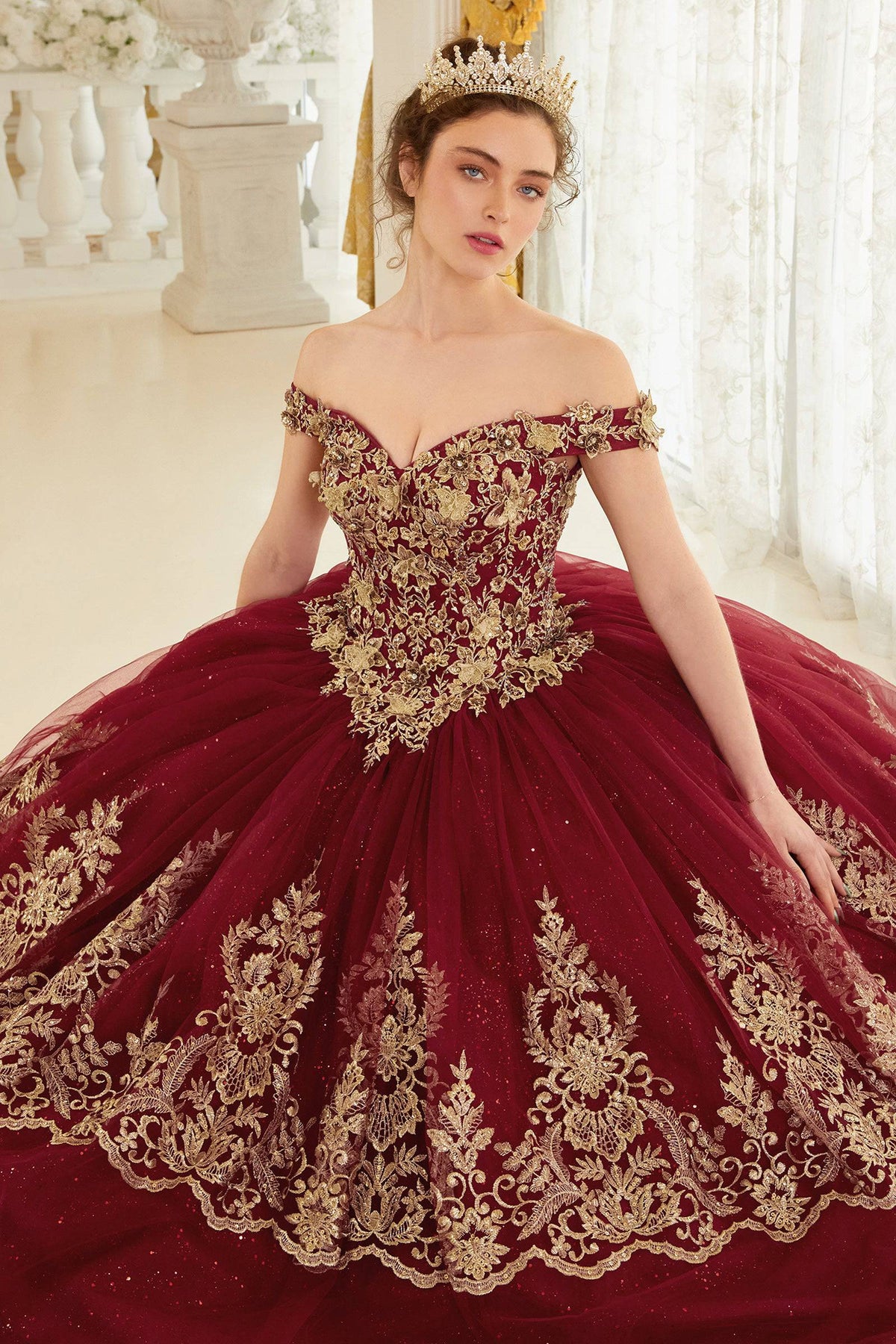 Cinderella Divine 15705 Ladivine Layered Lace Quince Ball Gown - NORMA REED