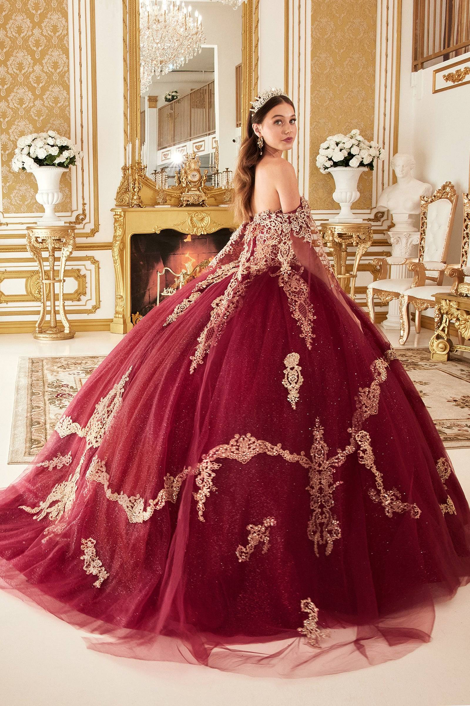 Golden and sales red gown