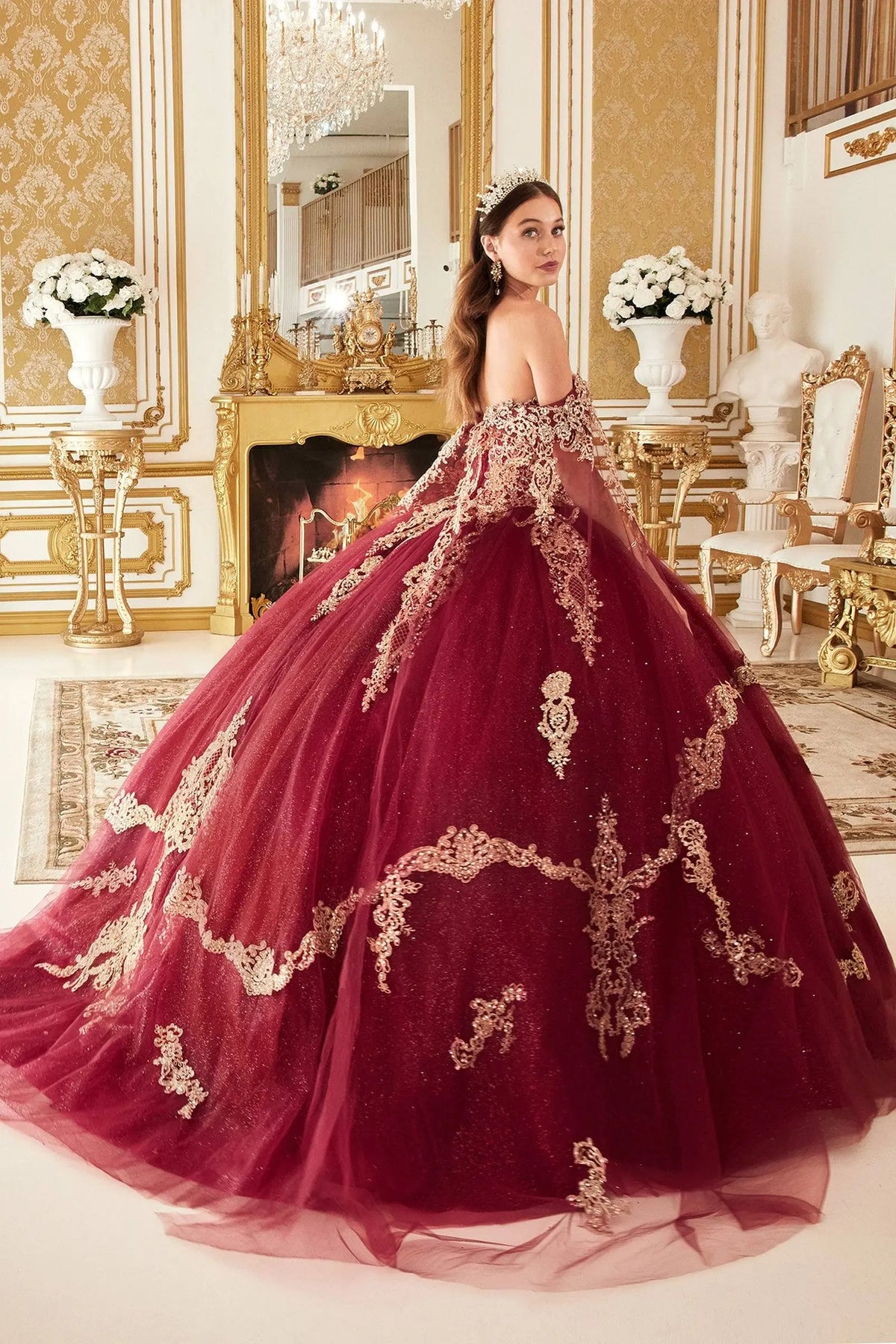 Quince Dress Burgundy And Gold Dama Dresses Alta Couture