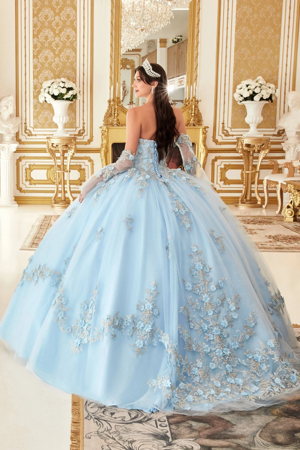 Cinderella Divine 15714 Ladivine Layered Floral Ball Gown Quinceanera Dress