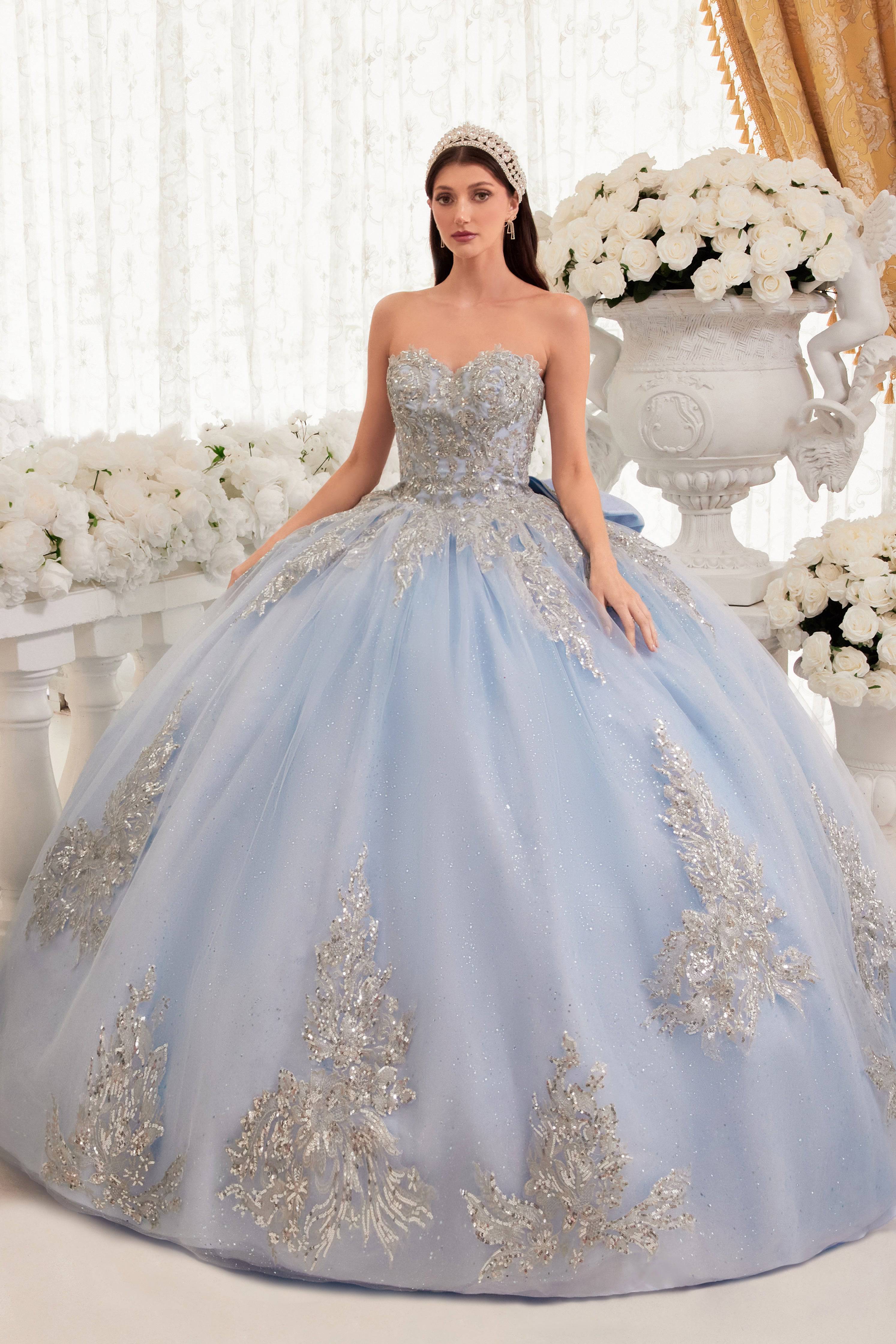 Blue and white ball gown hotsell