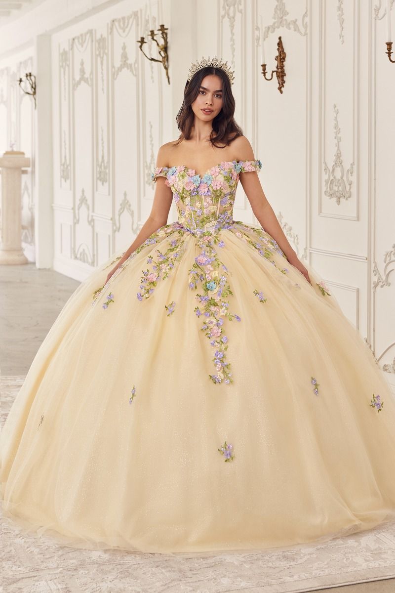 Ladivine 15724 Multi Colored Floral Ball Gown