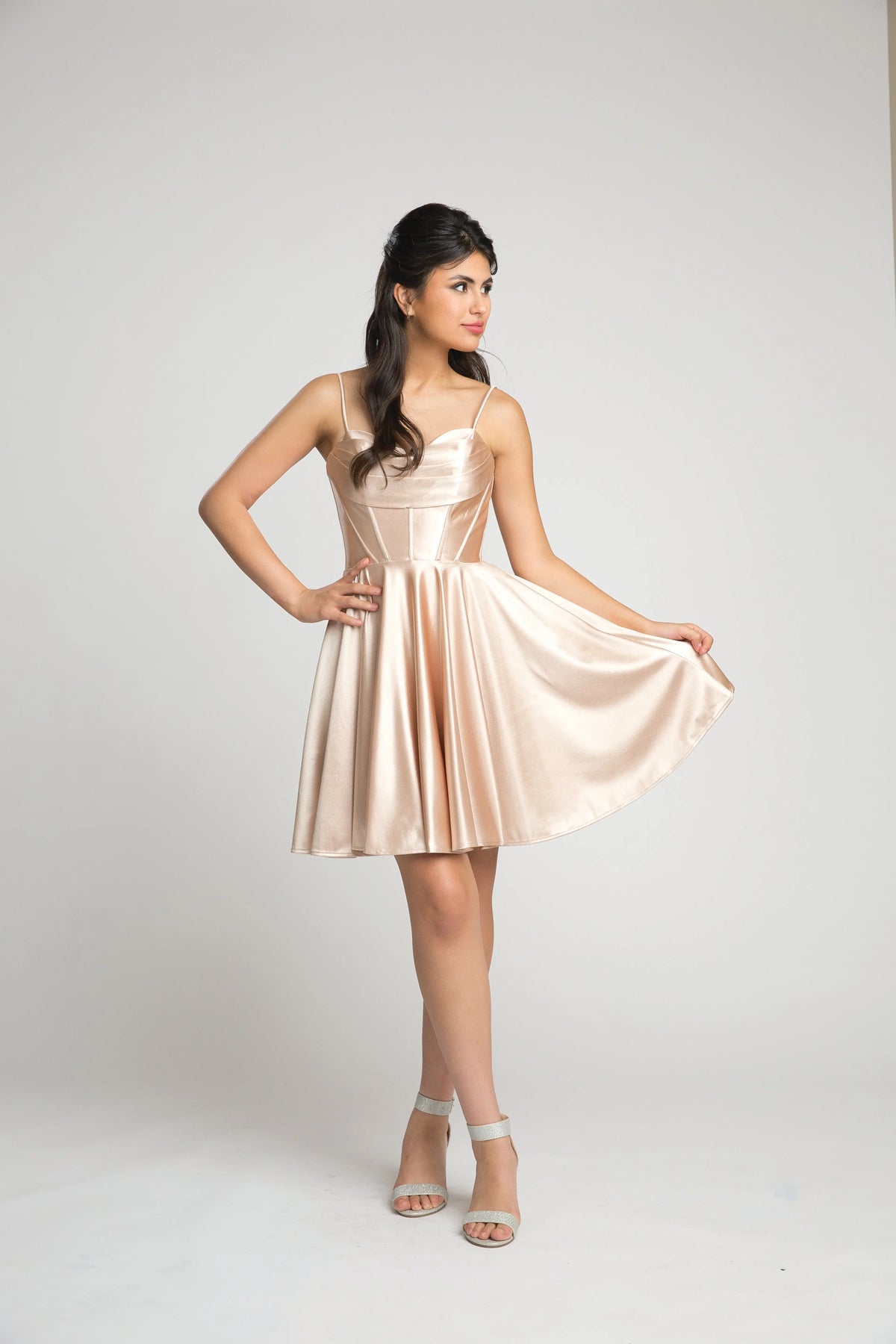 rose gold satin dress short Bebe Satin Cowl Neck Wrap Dress Rose Gold XS