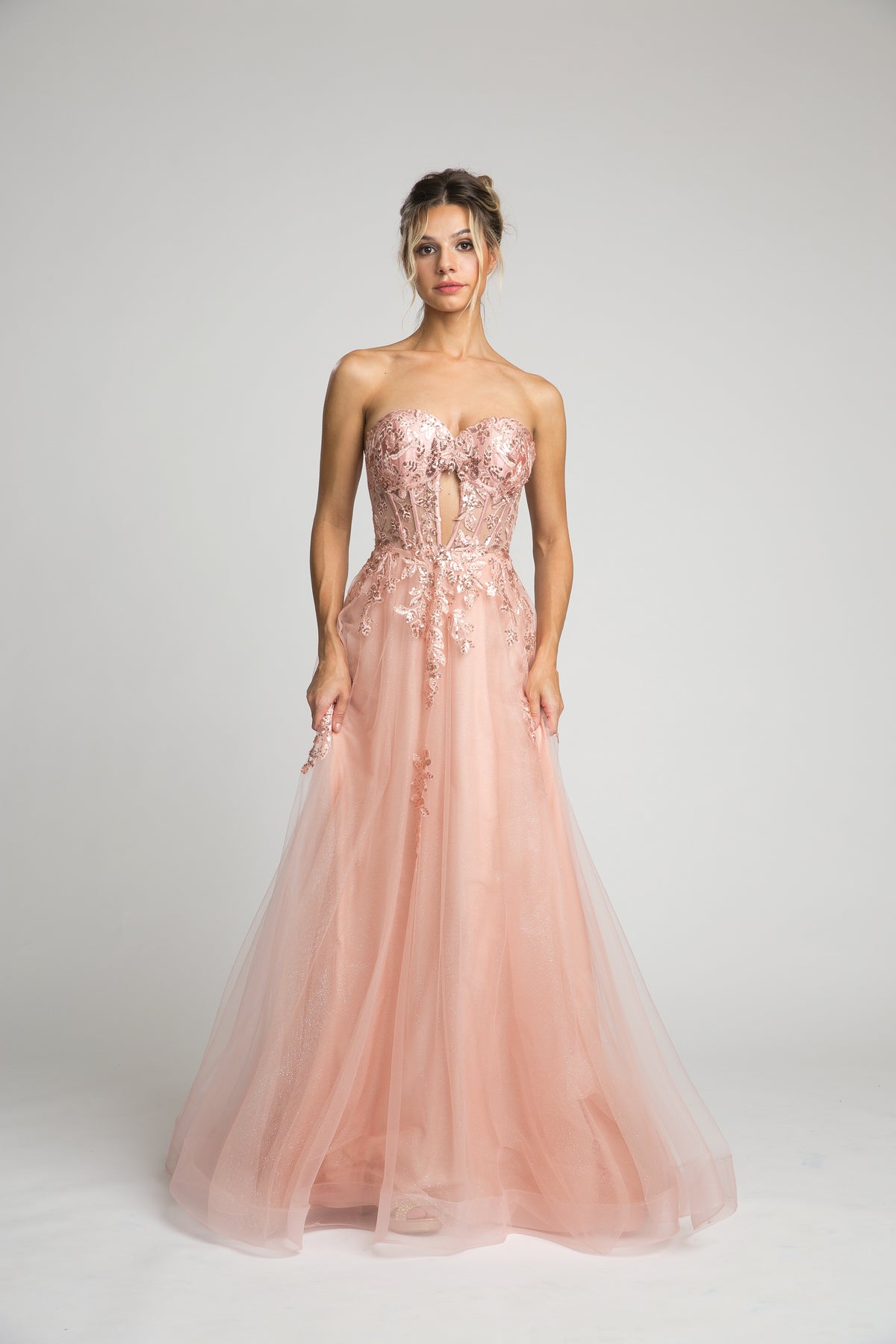 Fiesta 67204 Strapless Sequin Tulle Gown