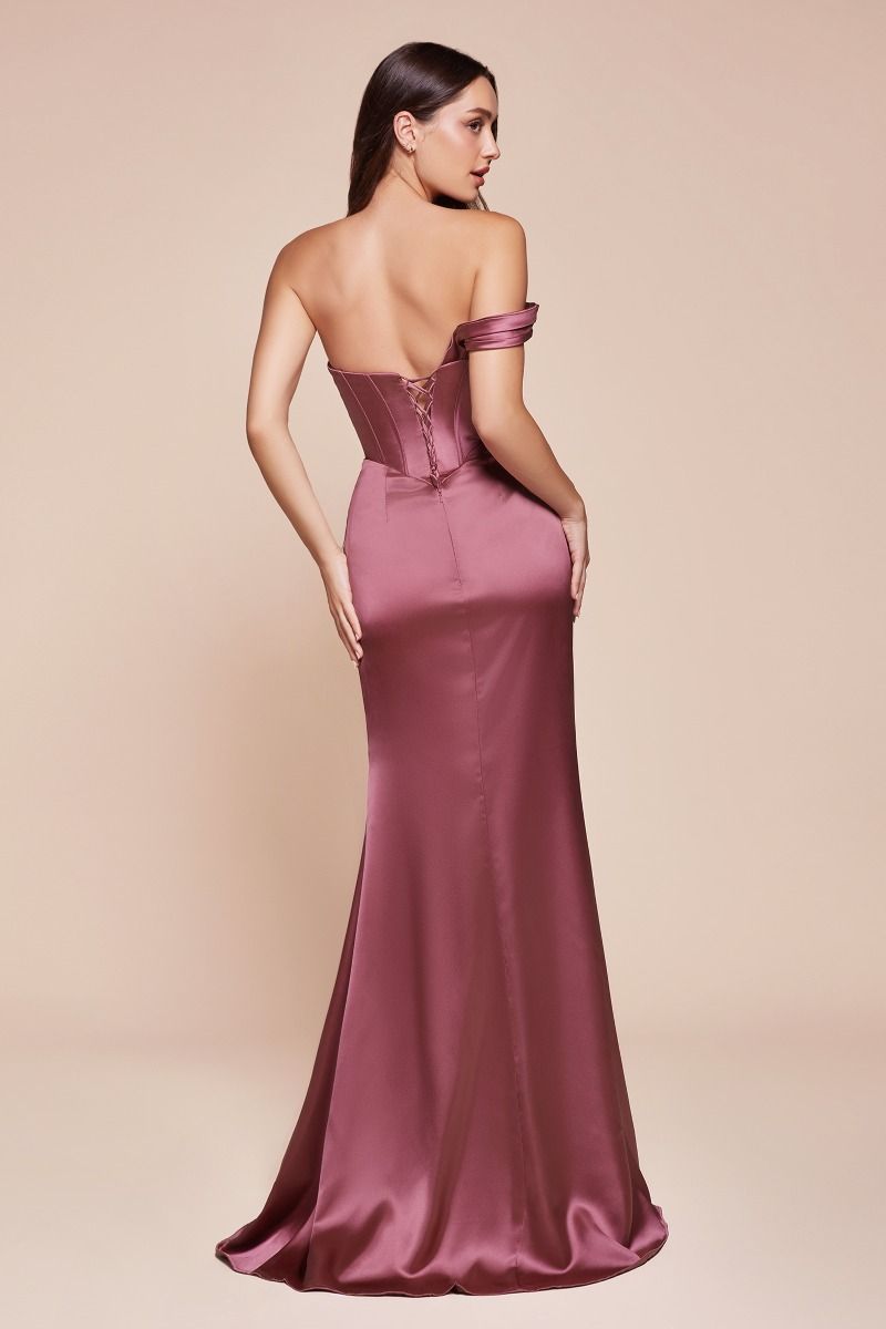 Ladivine 7448 One Shoulder Satin Corset Dress - NORMA REED