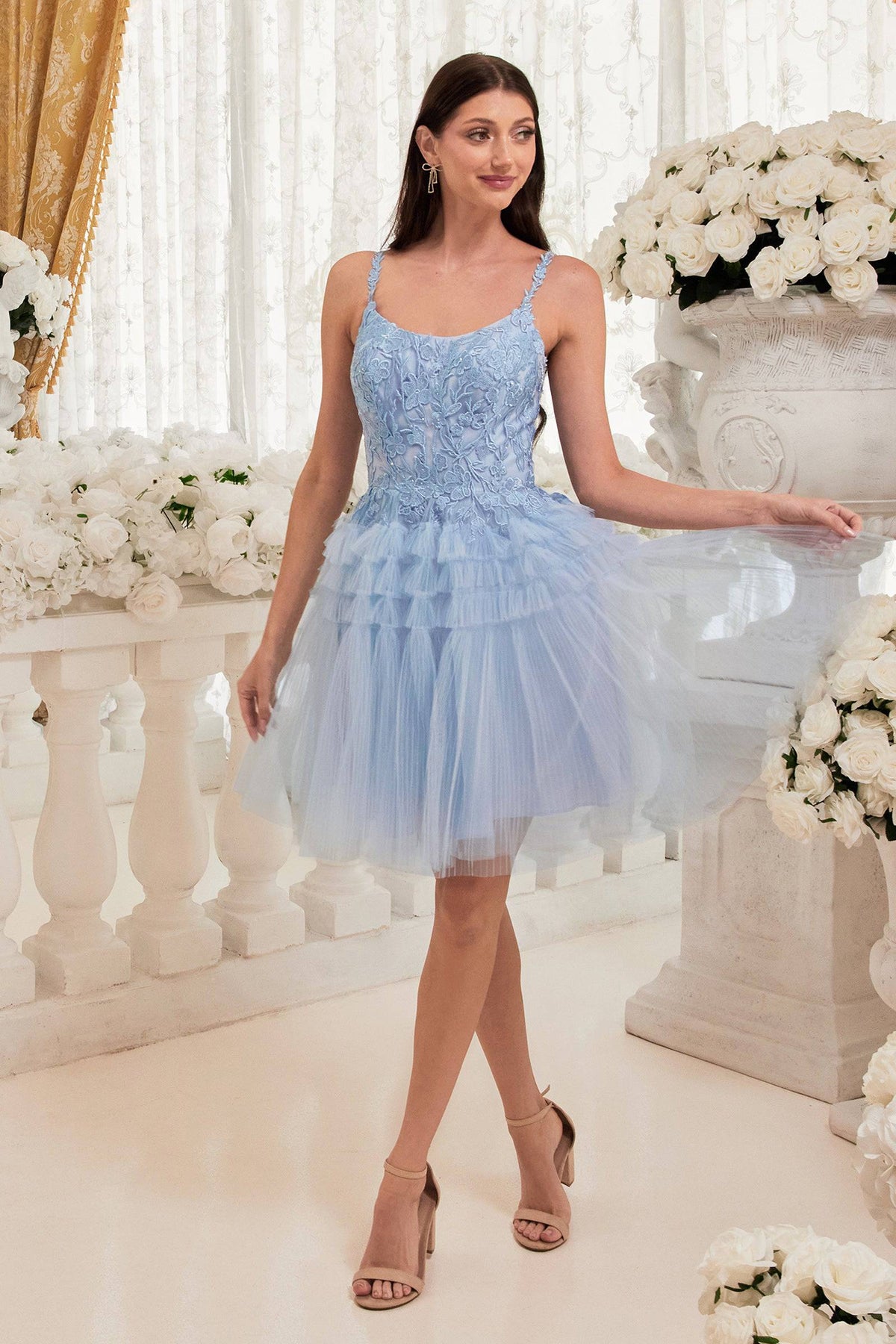 Cinderella Divine 9310 Floral Pleated Grade 8 Grad Dress - NORMA REED