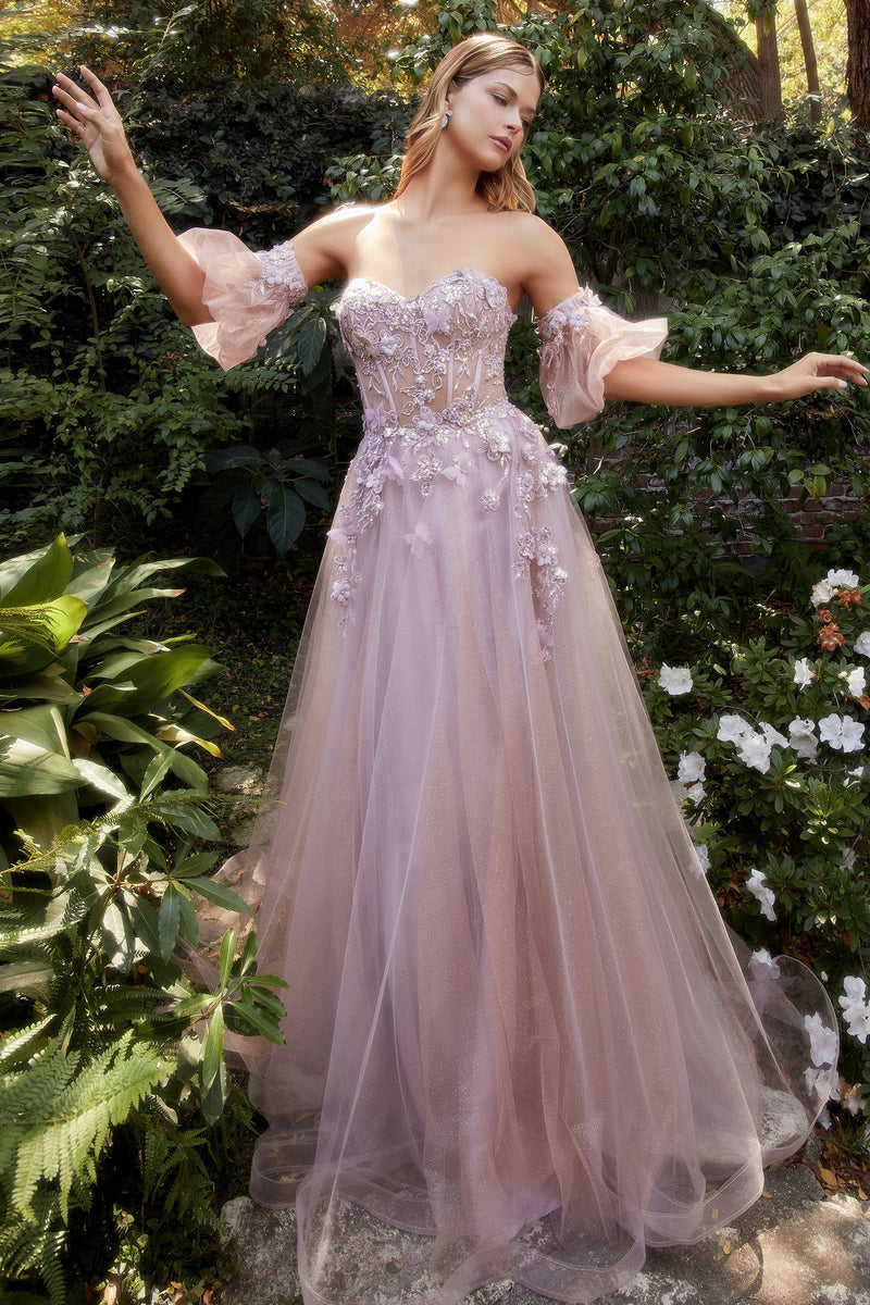 Andrea & Leo A1116 Sparkling Feathered Mermaid Corset Gown