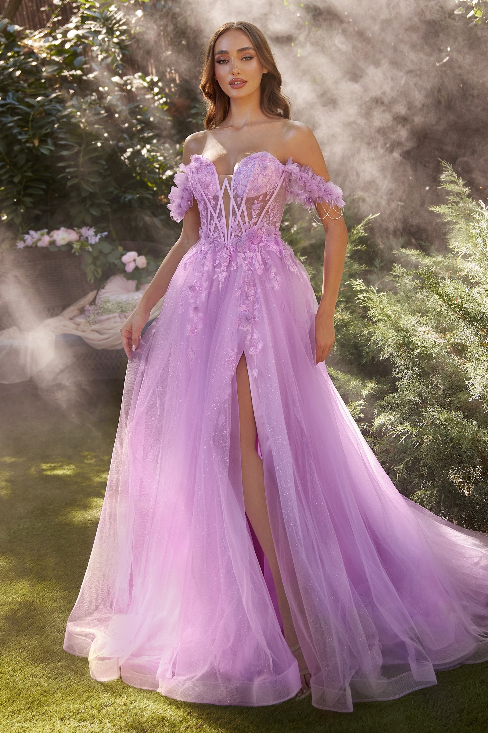 Floral tulle sale gown