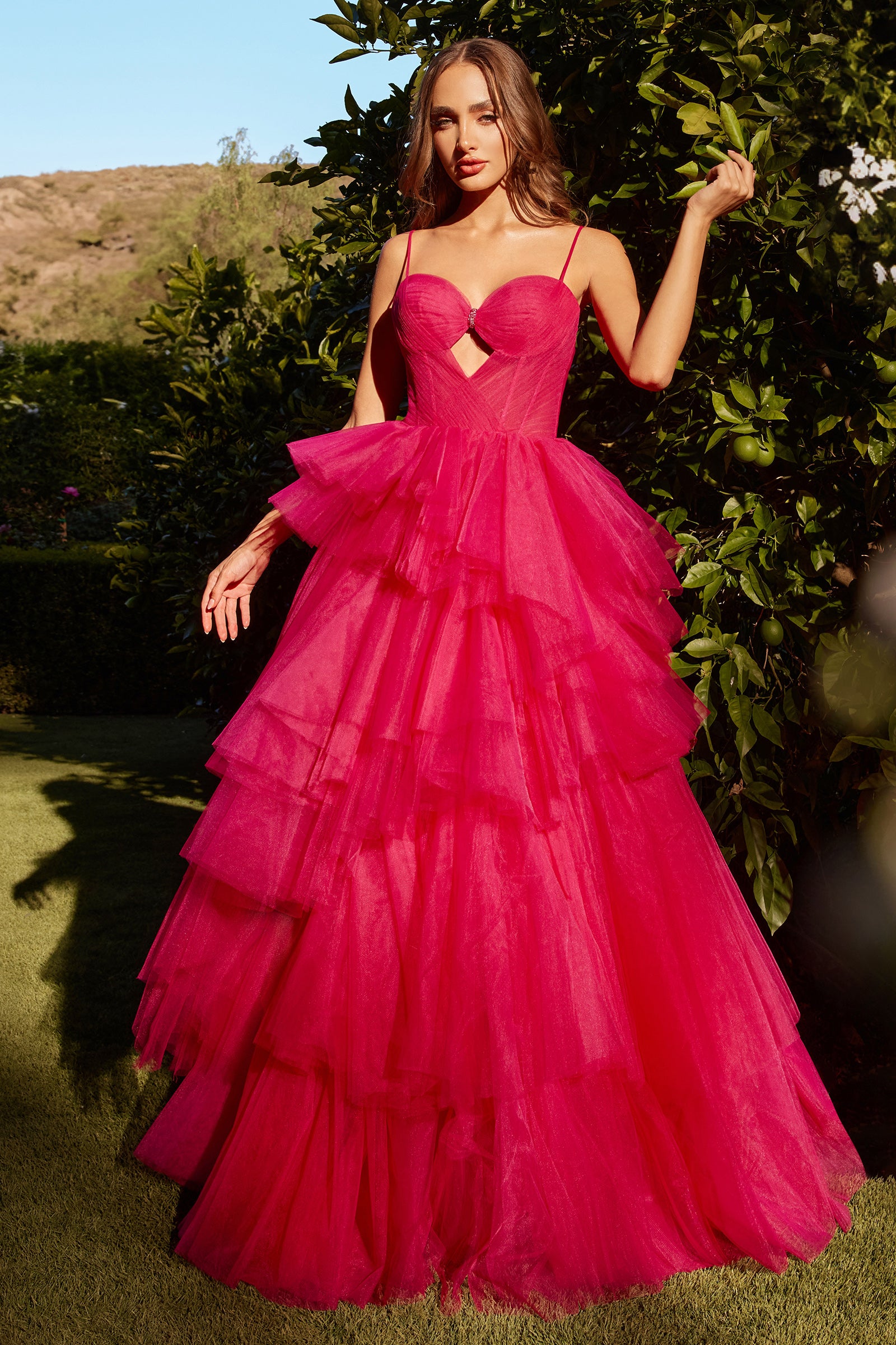 Red store pink gown