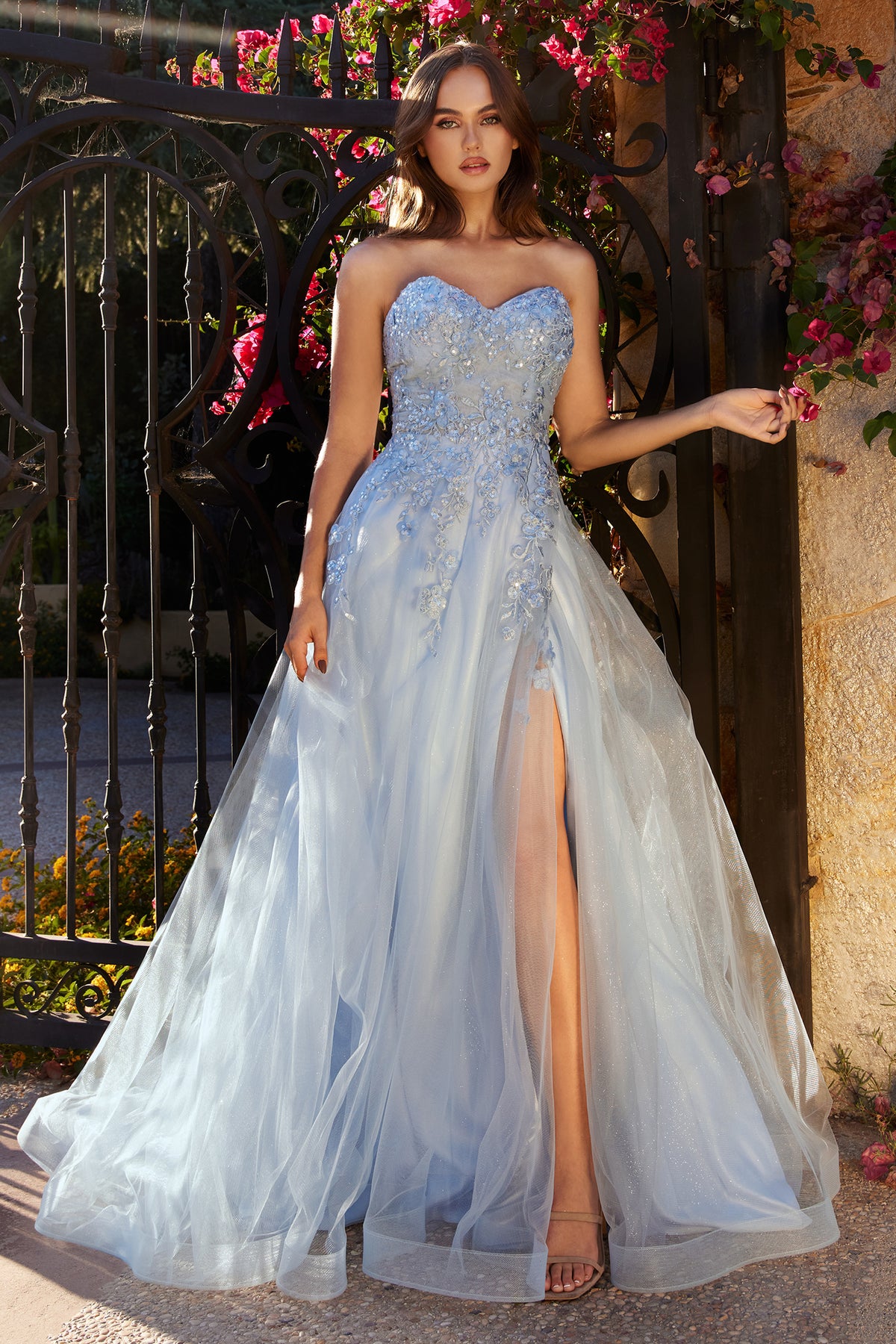 Andrea & Leo A1339 Light Blue Layered Tulle Strapless Ball Gown - NORMA REED