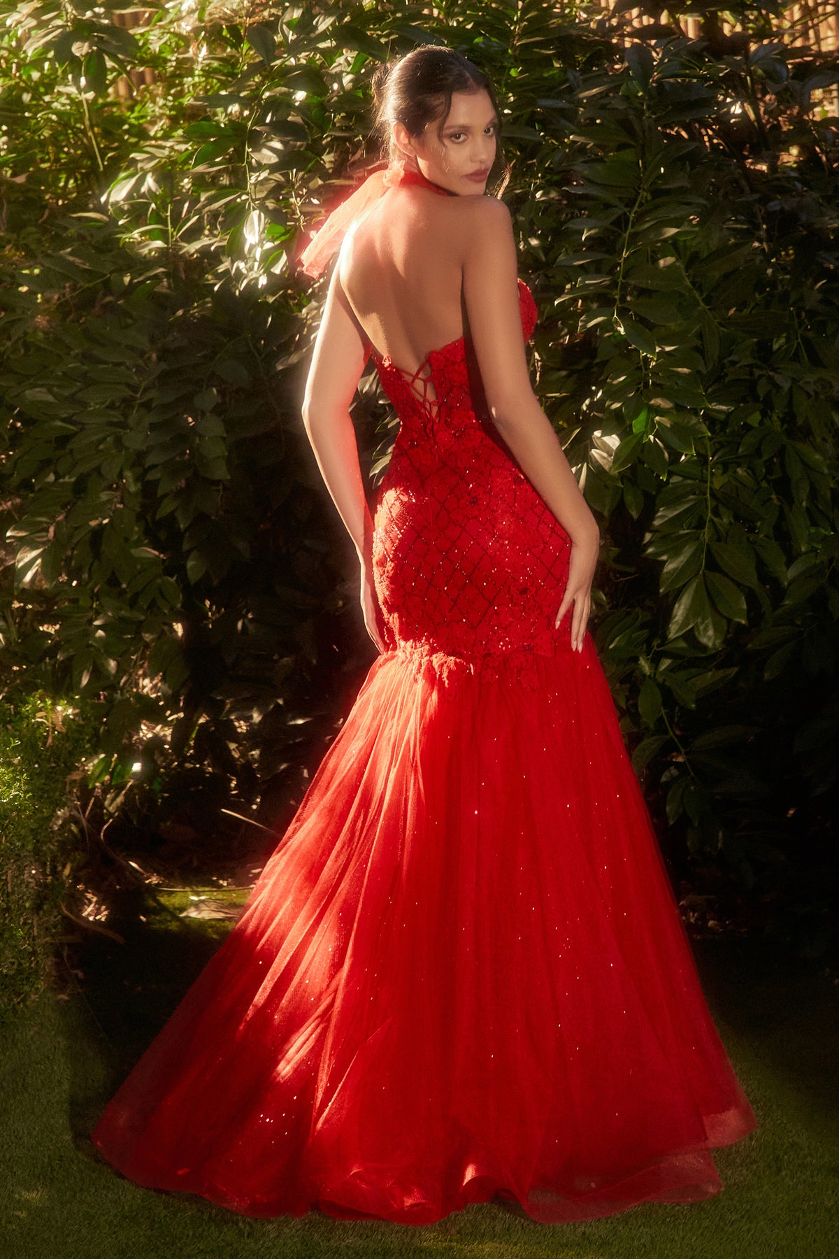 Andrea & Leo A1345 Strapless Red Tulle Mermaid Gown - NORMA REED
