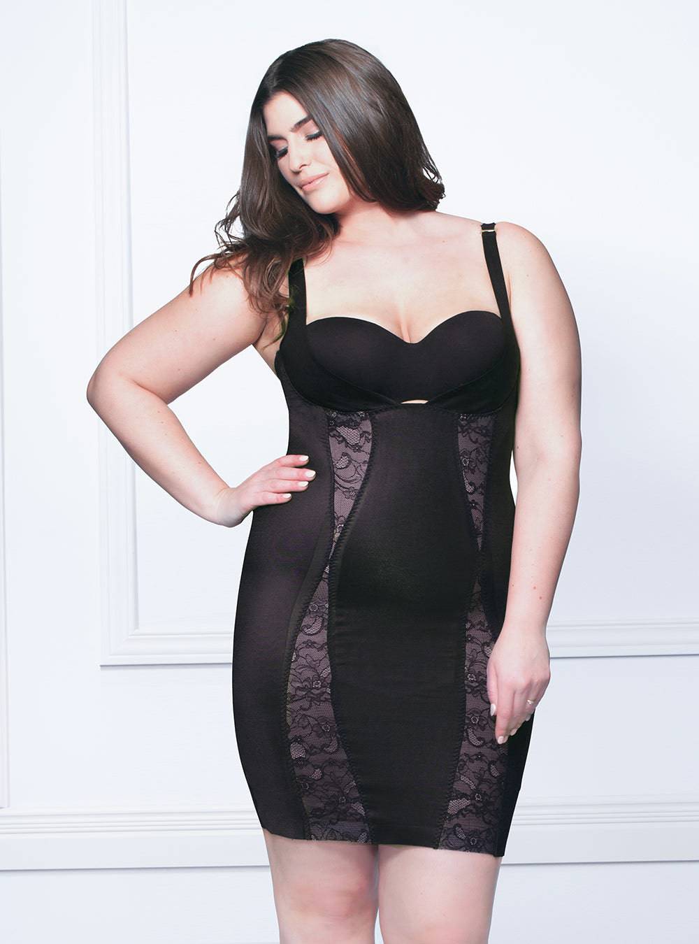 Body Hush BH1502L The Slenderizing Slip with Lace | Body Shaping Slip - NORMA REED