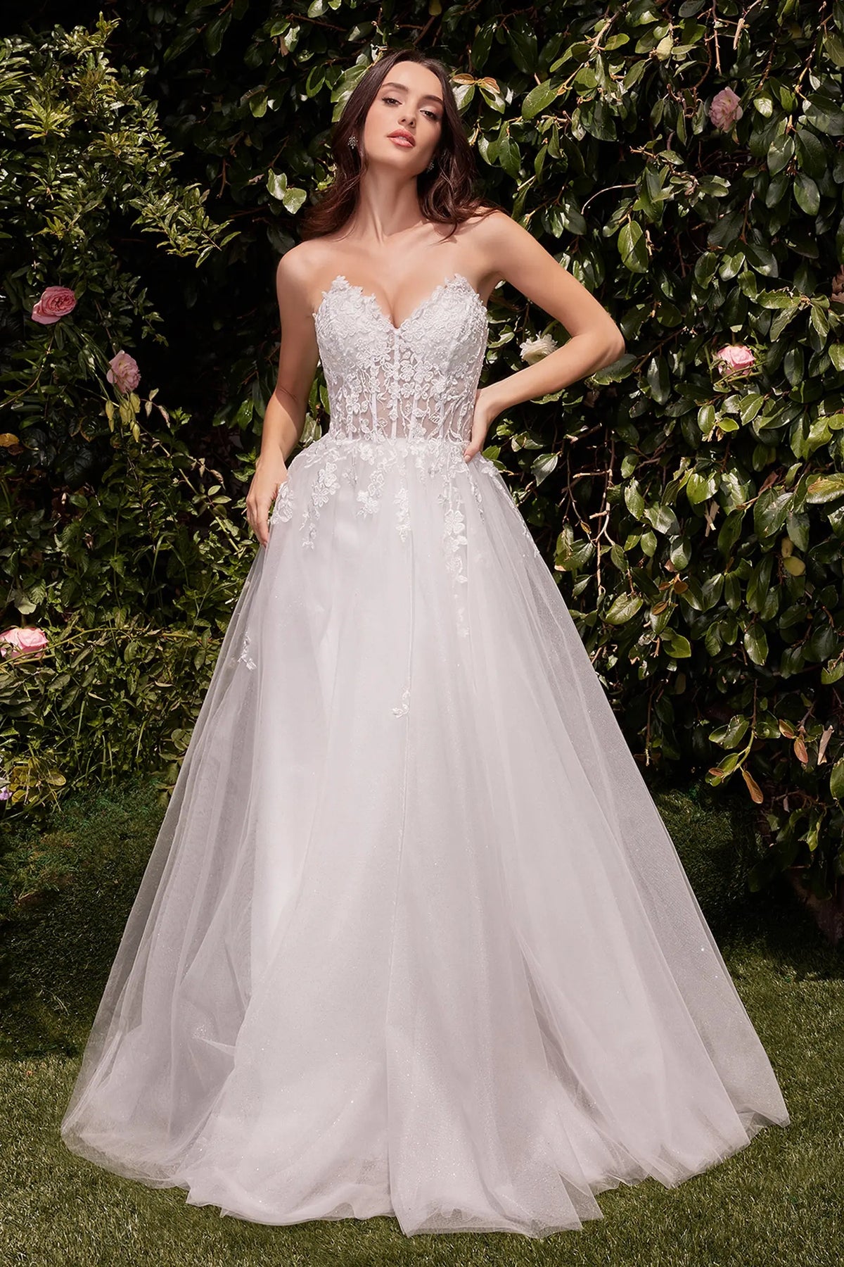Ladivine C148W Strapless A Line Lace & Tulle Wedding Dress - NORMA Ladivine C148W Strapless A Line Lace & Tulle Wedding Dress - NORMA