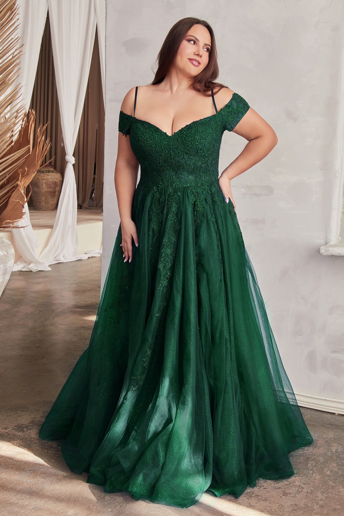 Cinderella Divine C154C Ladivine Layered Tulle & Lace Off Shoulder Gown - NORMA REED