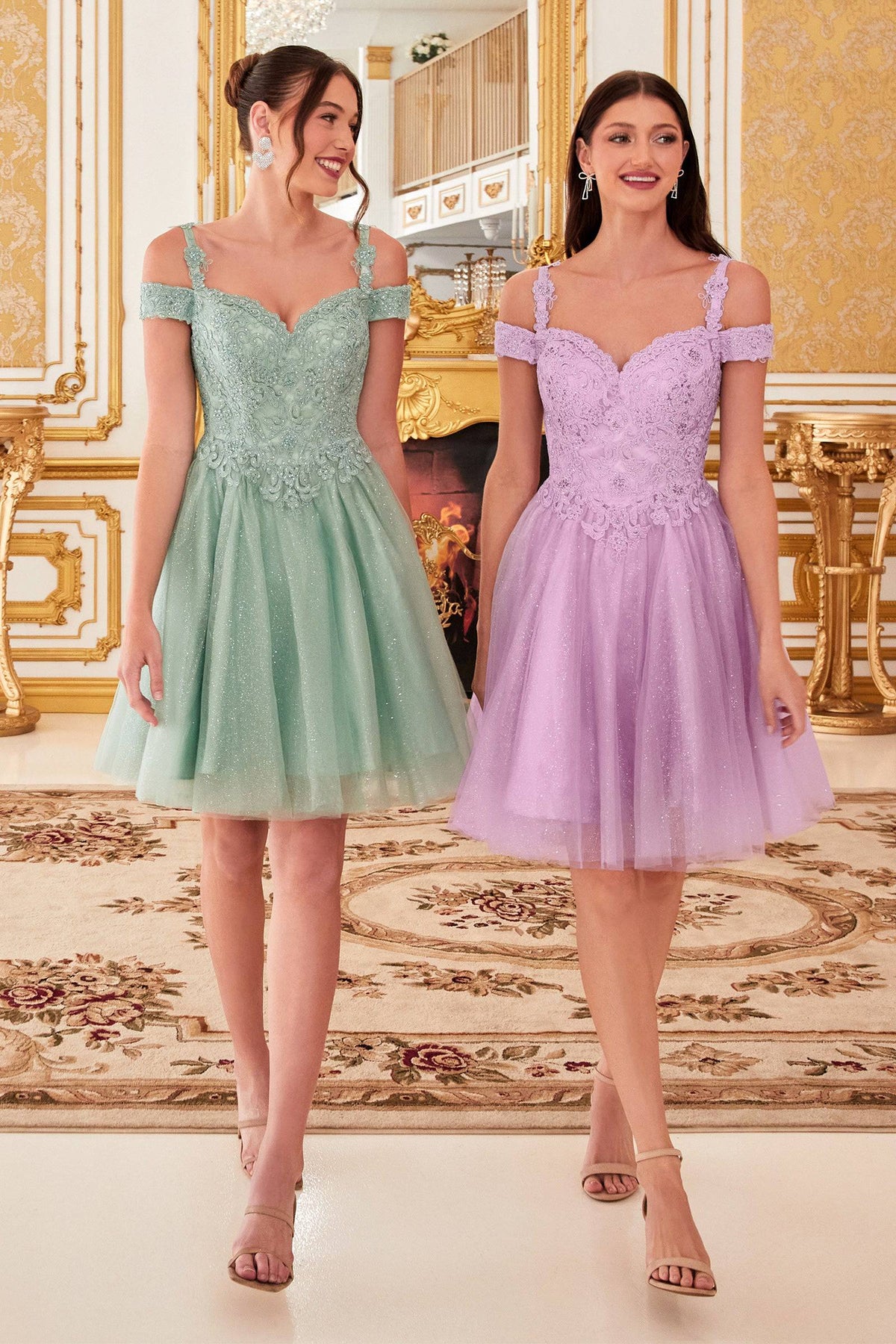 Cinderella Divine CD0132 Sparkling Short Corset Dress