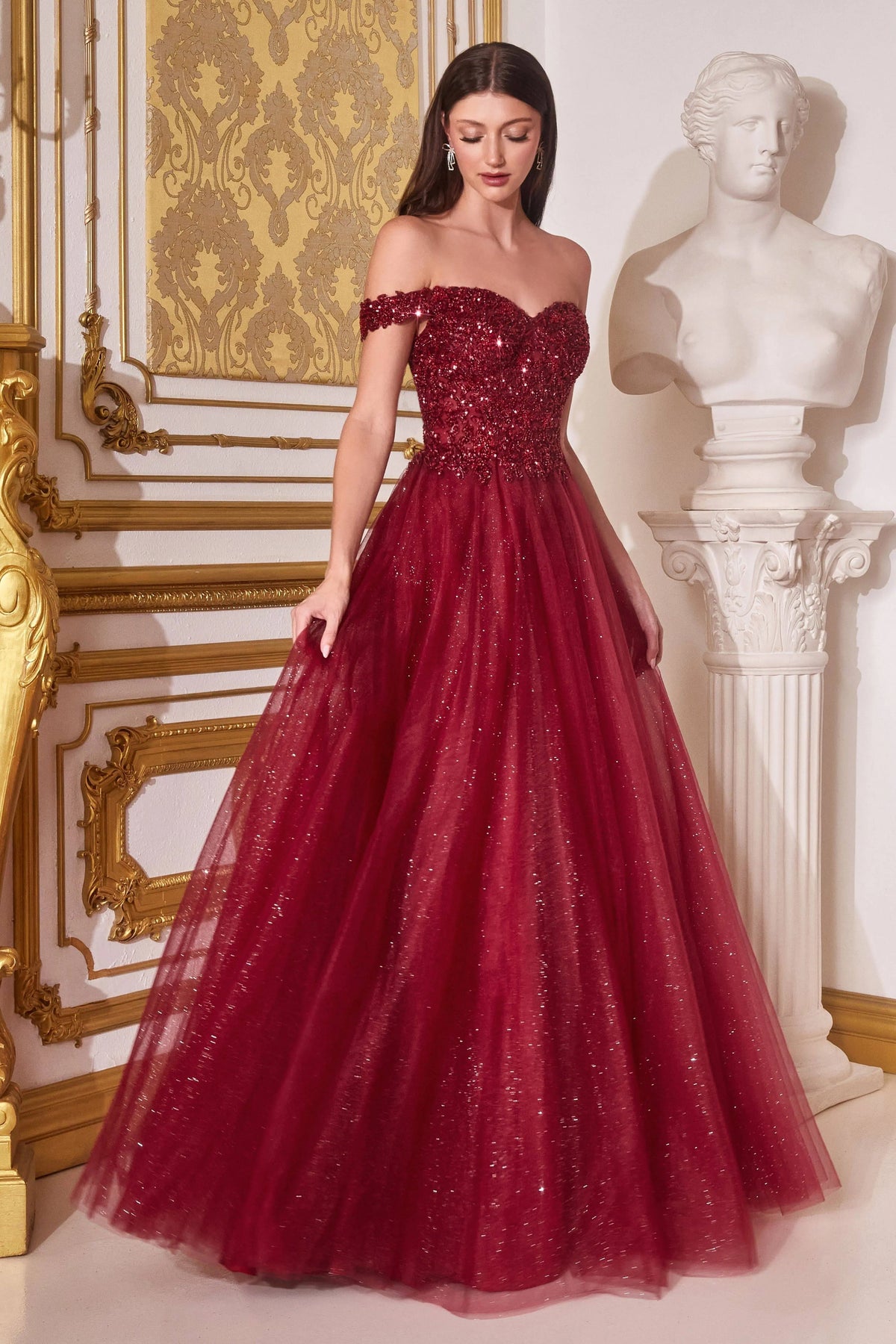 Cinderella Divine CD0177 Princess Ball Gown with Glitter Bodice and Cinderella Divine CD0177 Princess Ball Gown with Glitter Bodice and