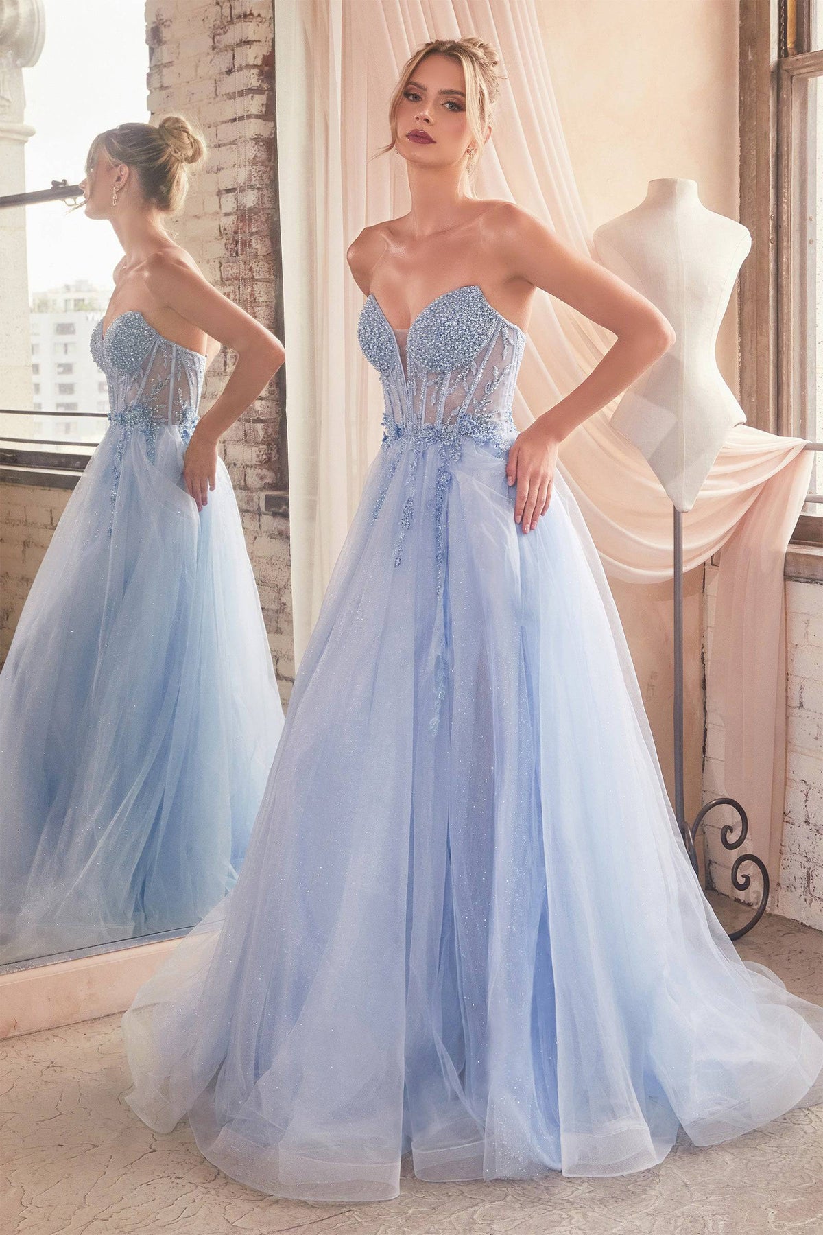 Cinderella Divine CD0230 Ladivine Strapless Layered Tulle Ball Gown - NORMA REED
