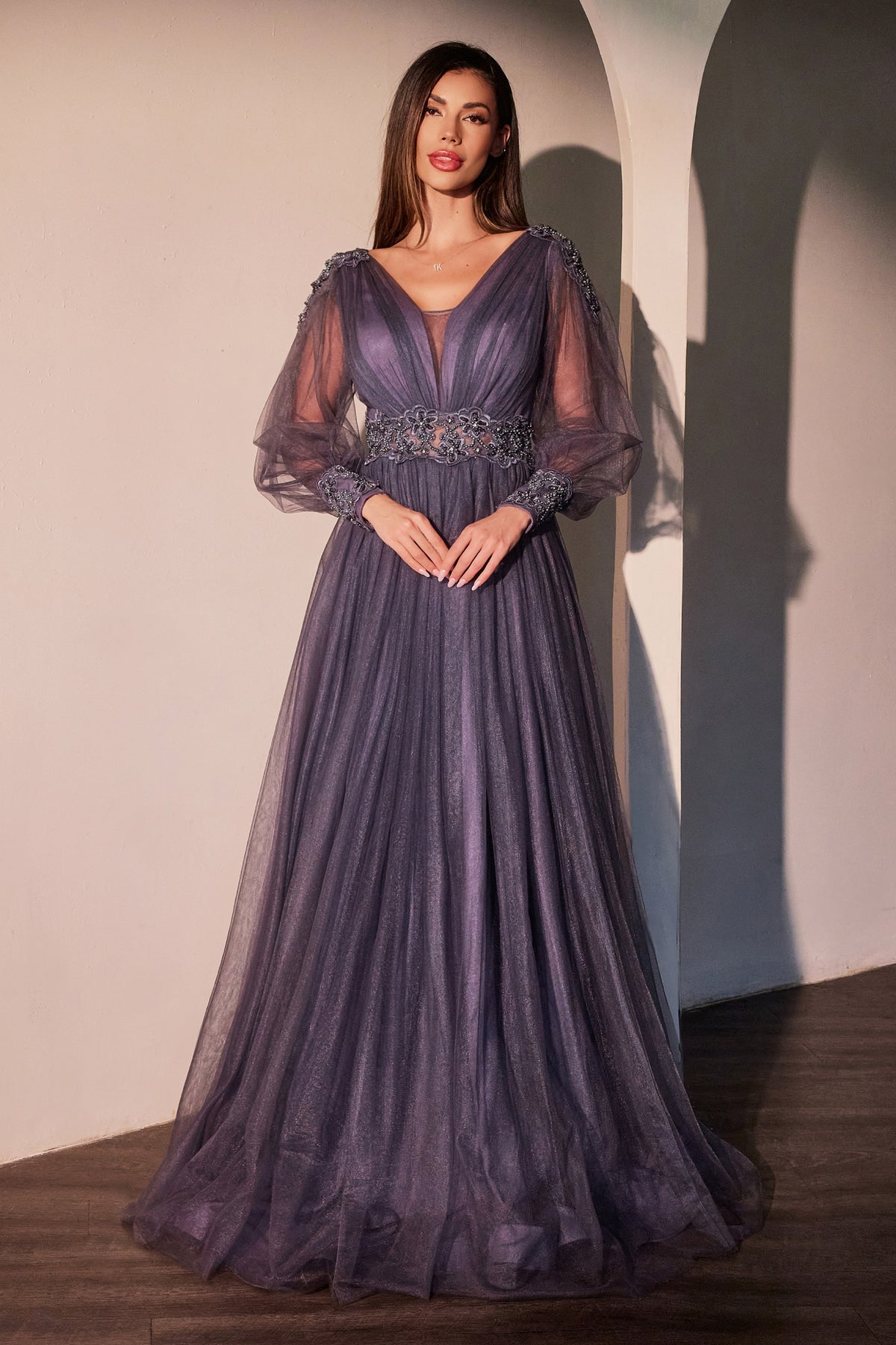 Ladivine CD0938 Long Sleeve A Line Dress