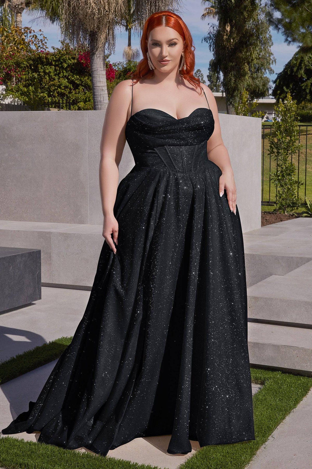 Cinderella Divine CD252C Plus Size Glittering Metallic Ball Gown - NORMA REED
