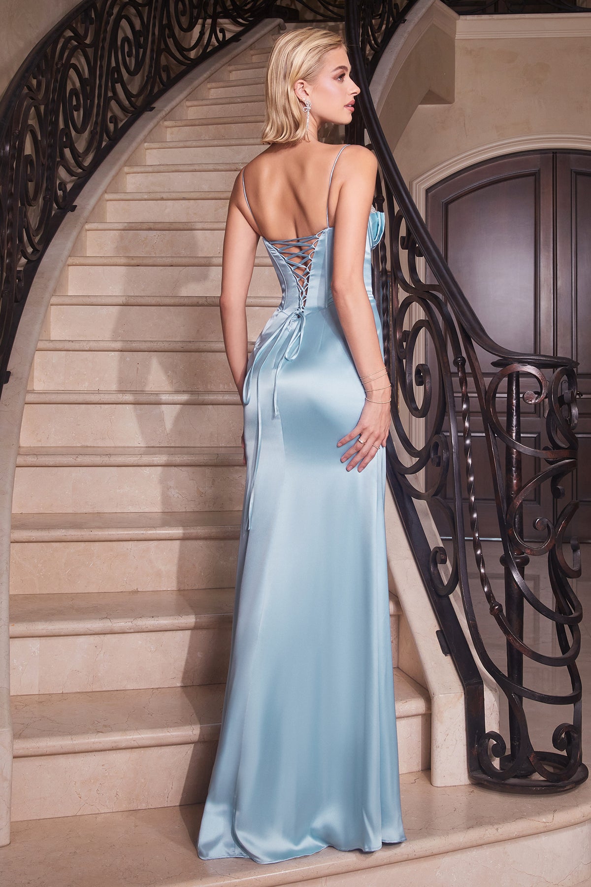 Electra Prom Dress Fitted Satin Bustier Gown 7407495-LightCoral LaDivine  7495 Cinderella 7495 Divine