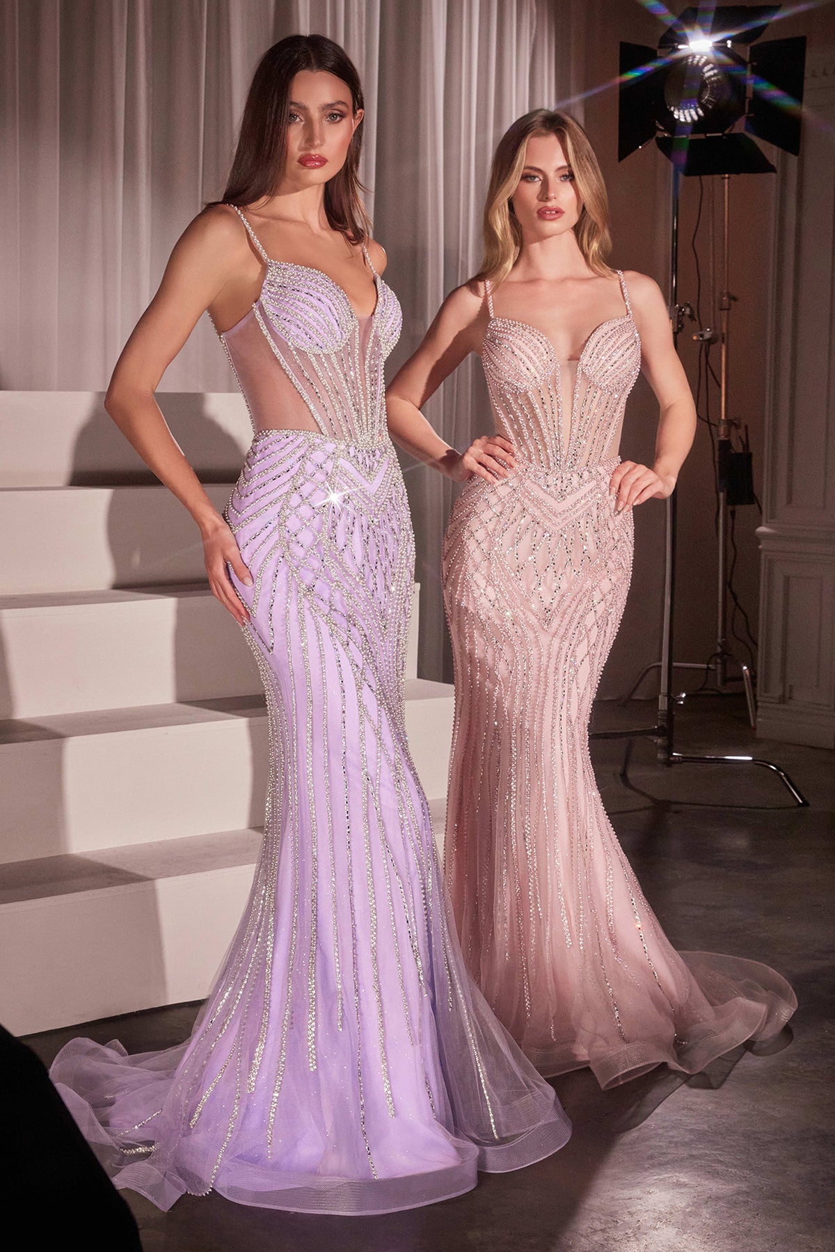 Ladivine CD759 Embellished Crystal Fitted Gown