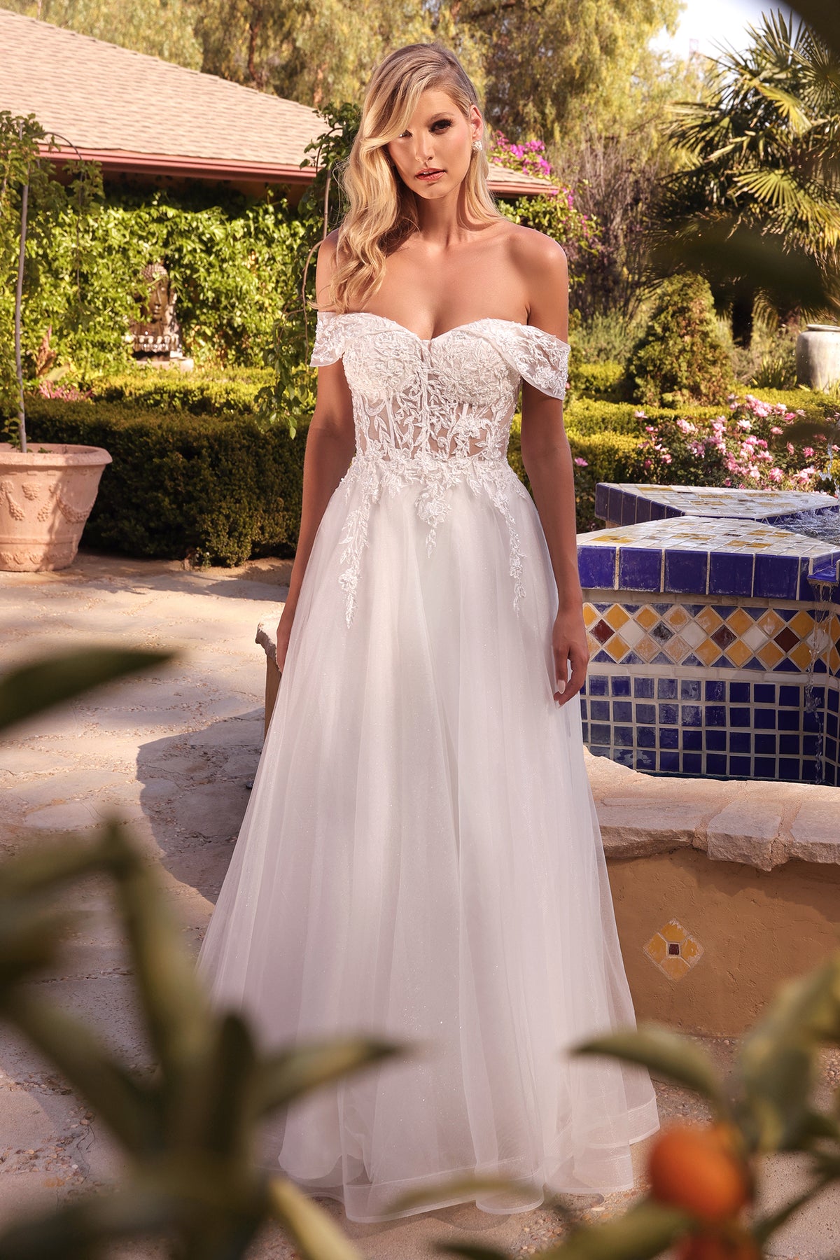 Ladivine CD961W Lace Off The Shoulder Bridal Gown