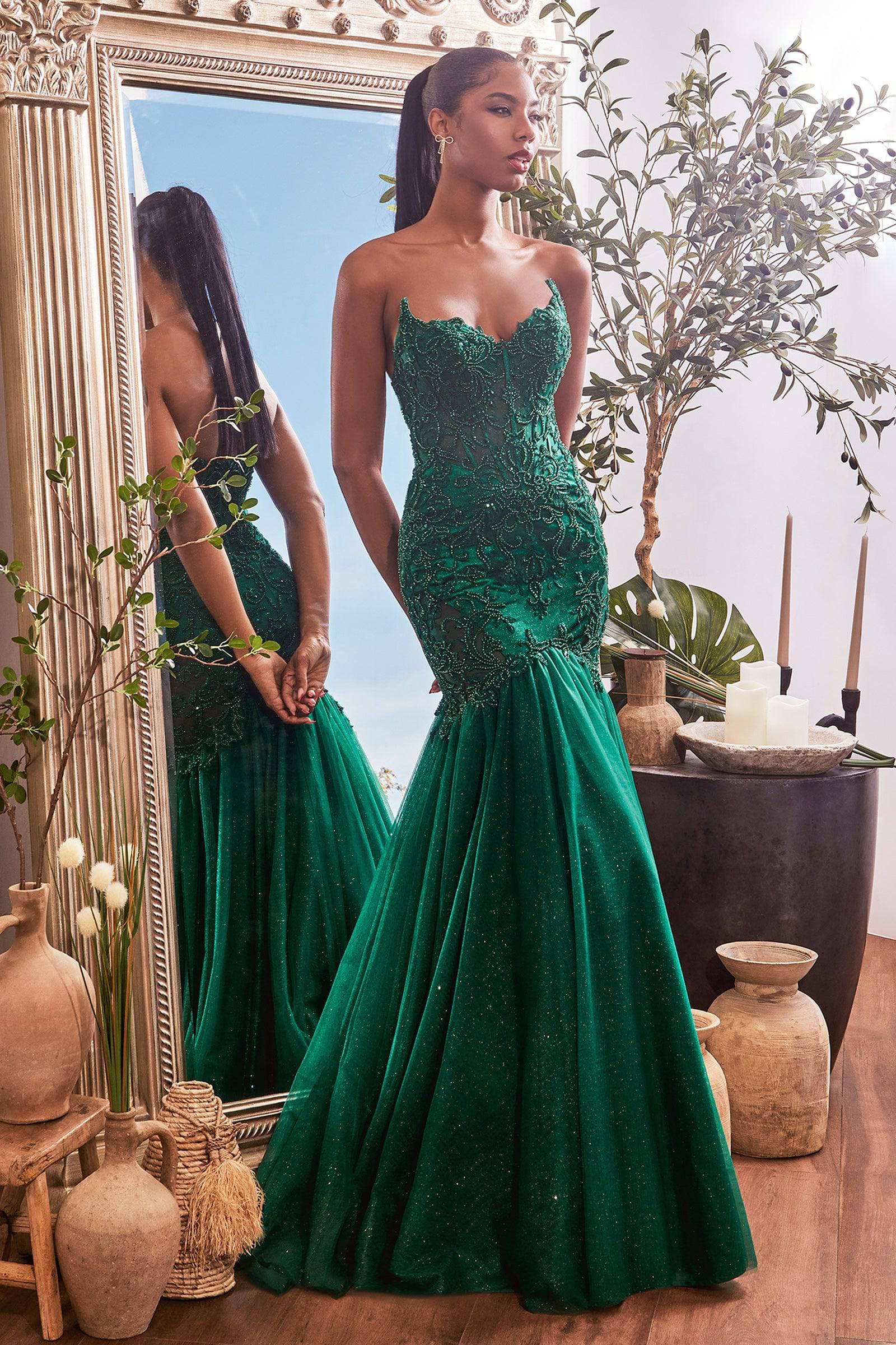 Designer emerald green clearance dress