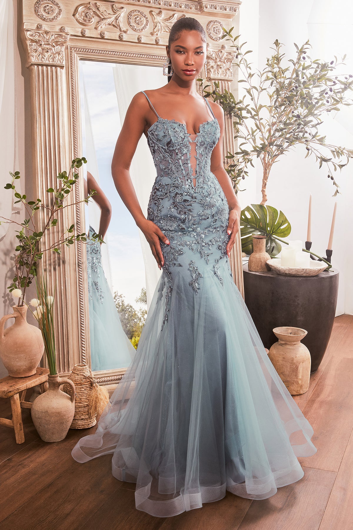 Cinderella Divine CDS488 Ladivine Sequin Floral Mermaid Dress - NORMA REED