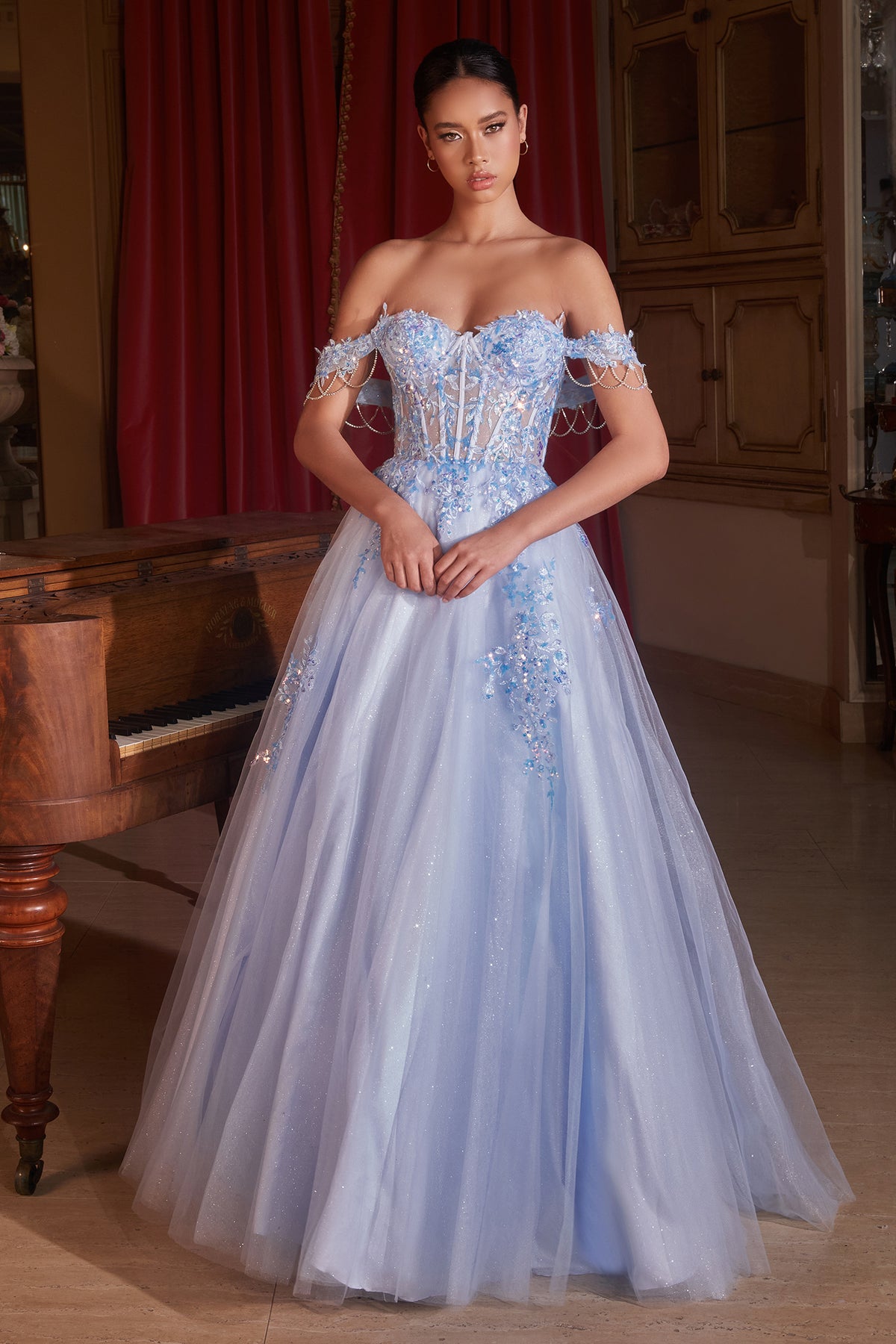 Cinderella Divine CDS490 Ladivine Off Shoulder Tulle Ball Gown - NORMA REED