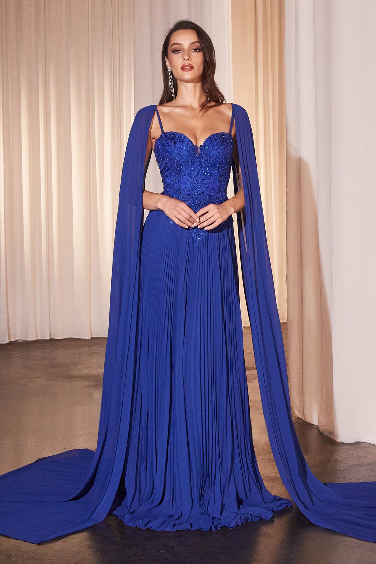 Cinderella Divine CJ937 Cap Sleeve A Line Gown