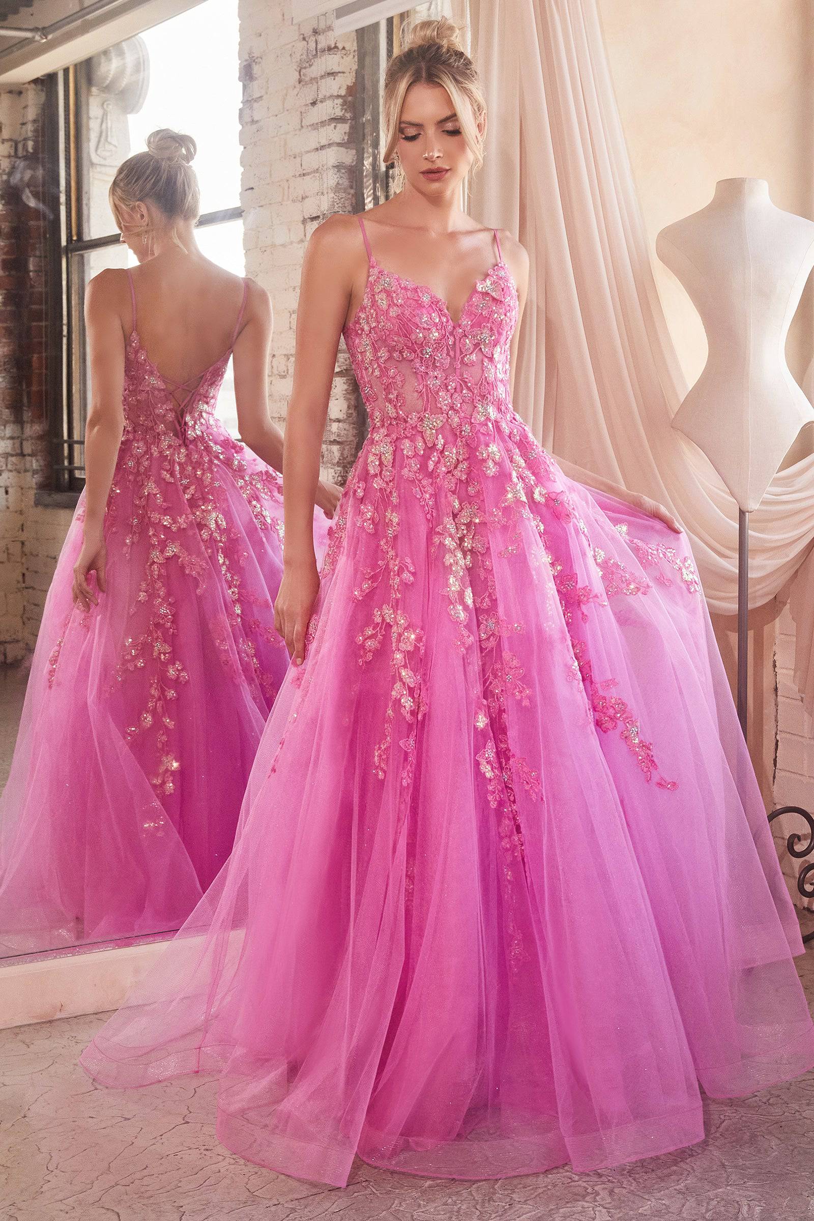 Pink a line deals prom dress