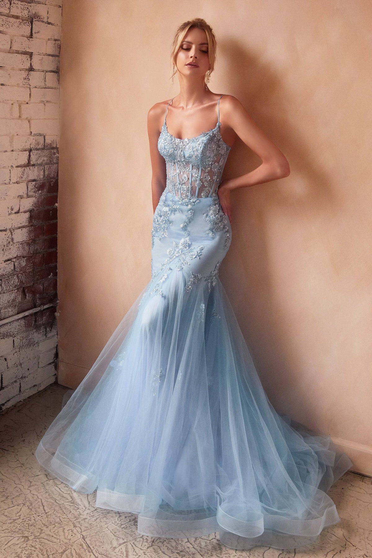 Cinderella Divine D145 Embellished Pastel Mermaid Dress - NORMA REED