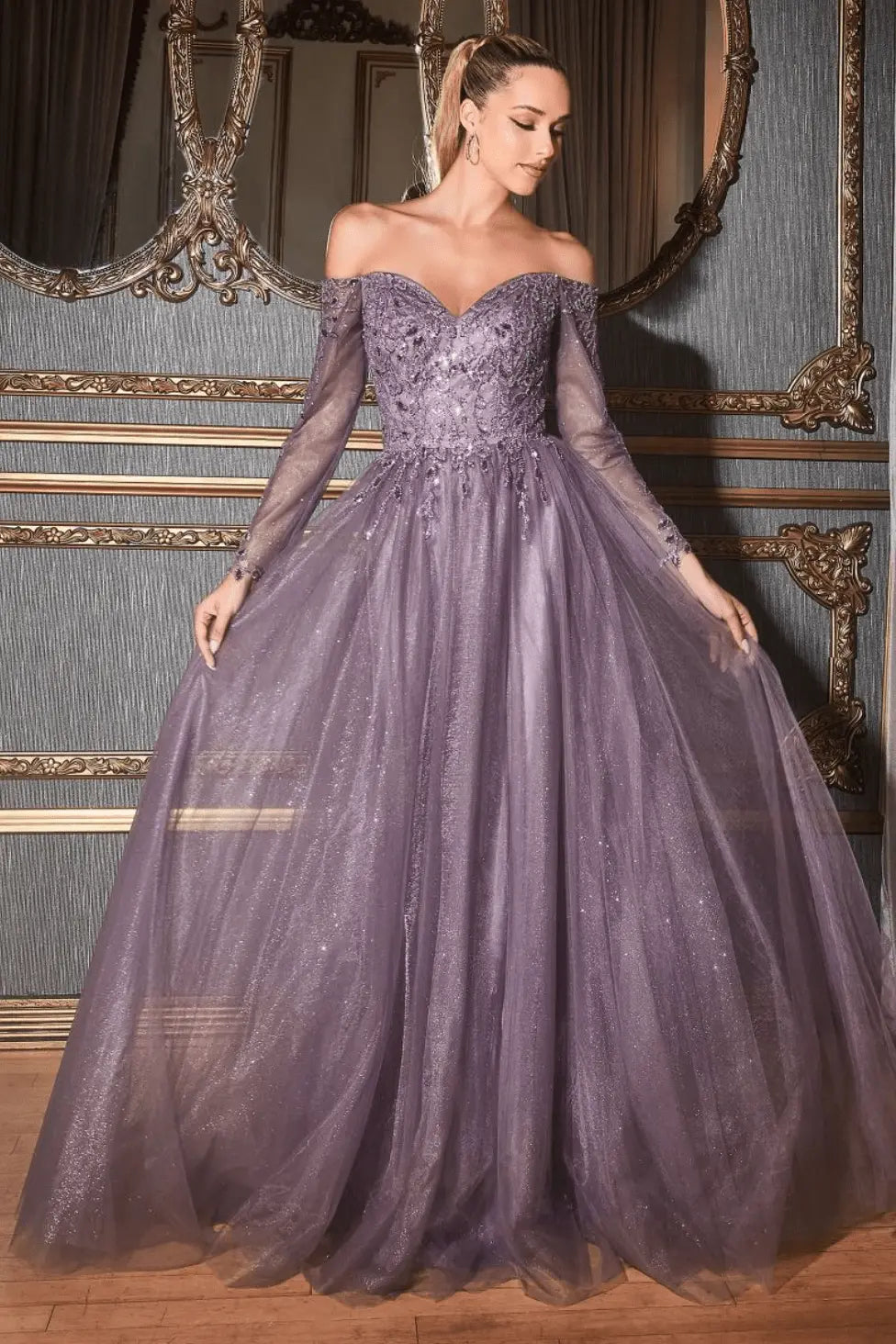 Cinderella Divine CD0172 Off Shoulder Ball Gown with Embroidered Bodice  Ladivine | NORMA REED