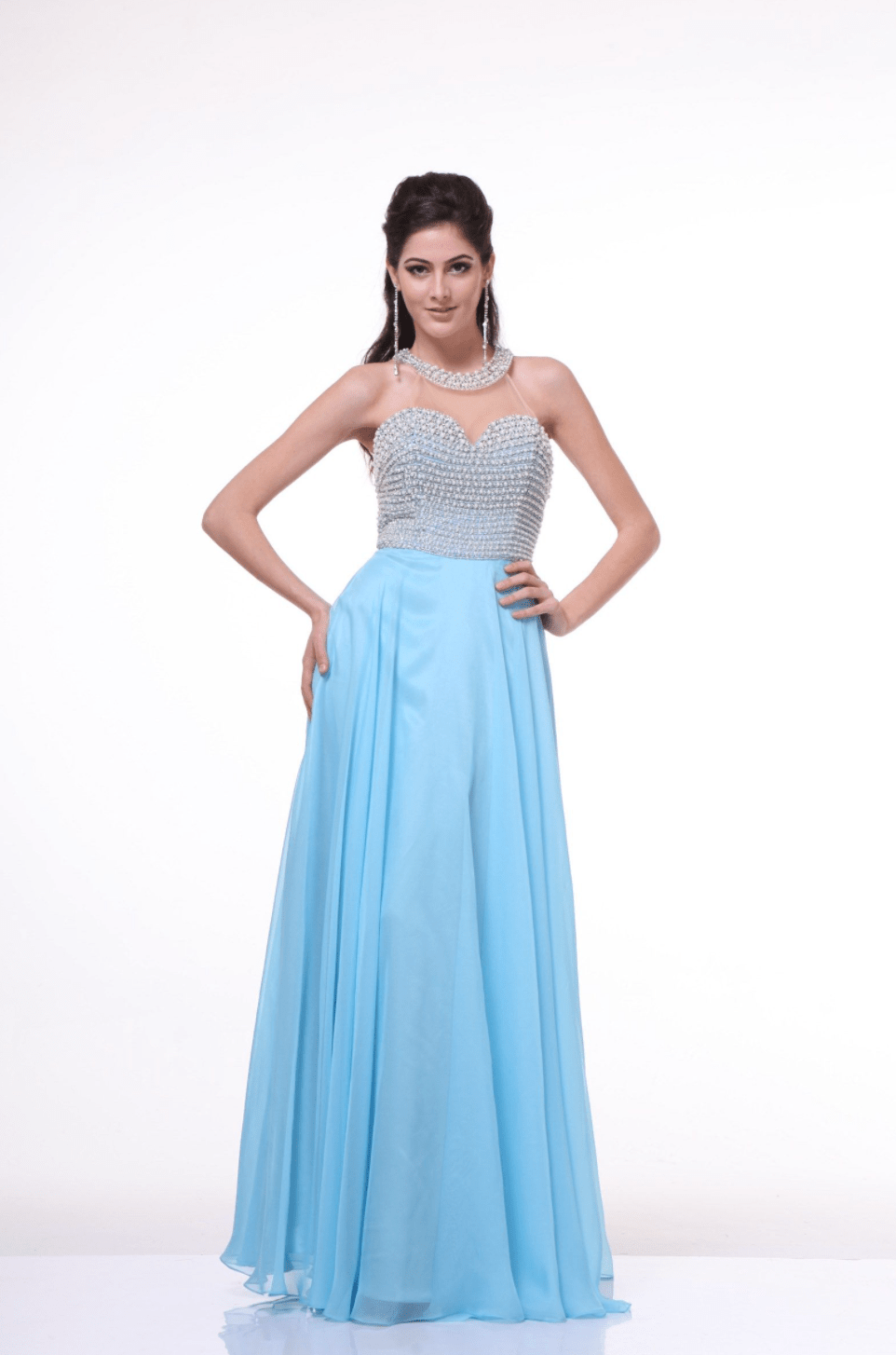 Sparkling Halter Style Chiffon Dress By Cinderella Divine - NORMA REED