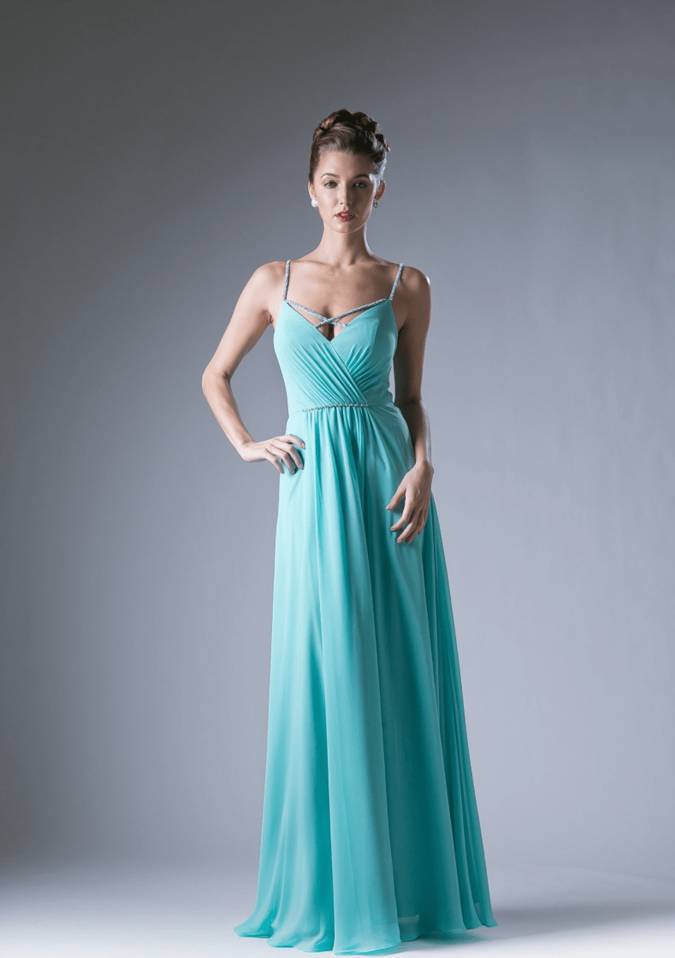 Beaded Chiffon Empire Waist Chiffon Dress By Cinderella Divine - NORMA REED