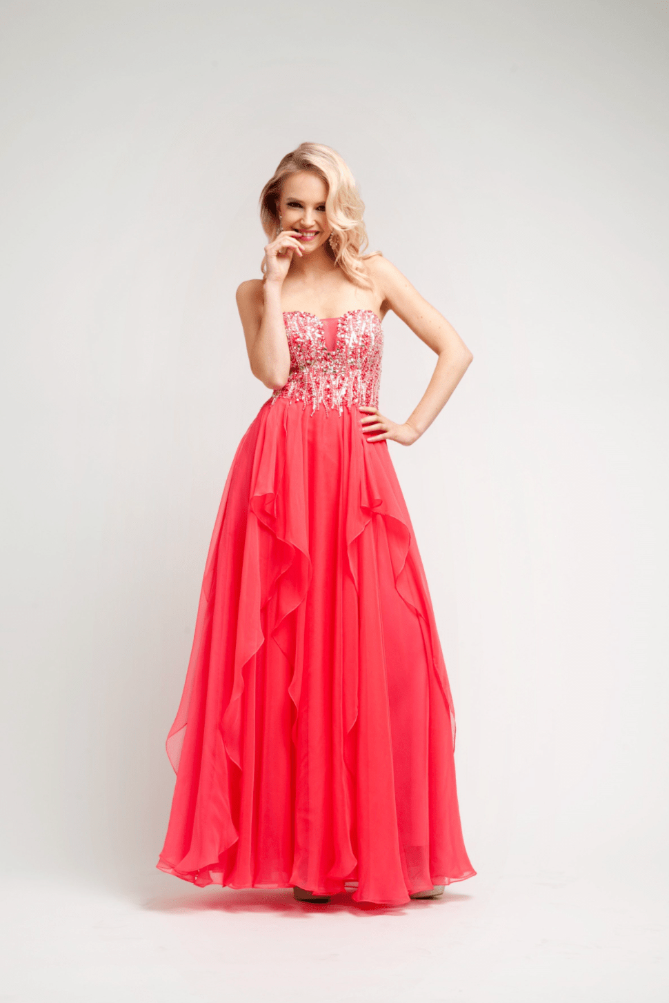 Strapless Shimmering Sequin Watermelon Dress By Cinderella Divine - NORMA REED