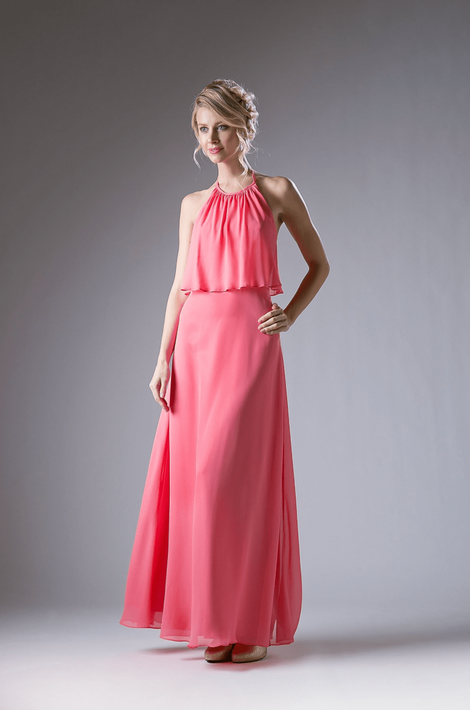 Halter Chiffon Long Dress By Cinderella Divine - NORMA REED