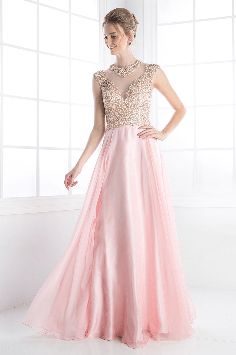 Lace sales chiffon gown