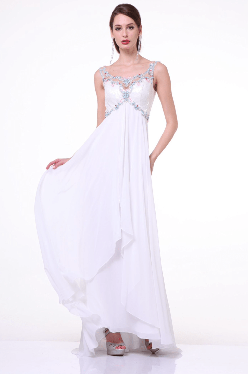 Cinderella Divine 7492 Off White Corset Satin Dress