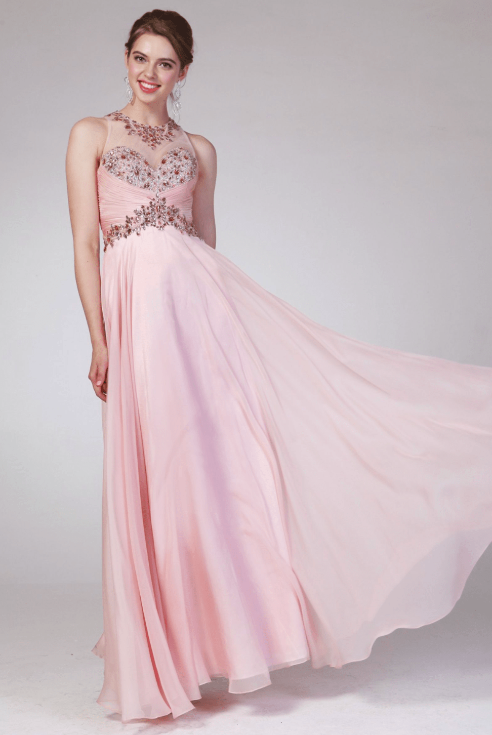 Pink Blush Crystal Beaded Dress by Cinderella Divine - NORMA REED