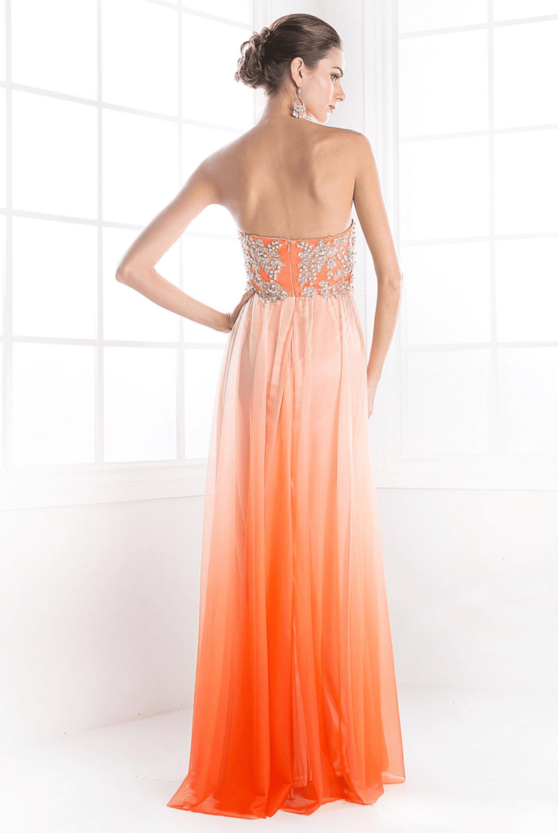 Strapless Ombre Crystal Beaded Dress by Cinderella Divine - NORMA REED