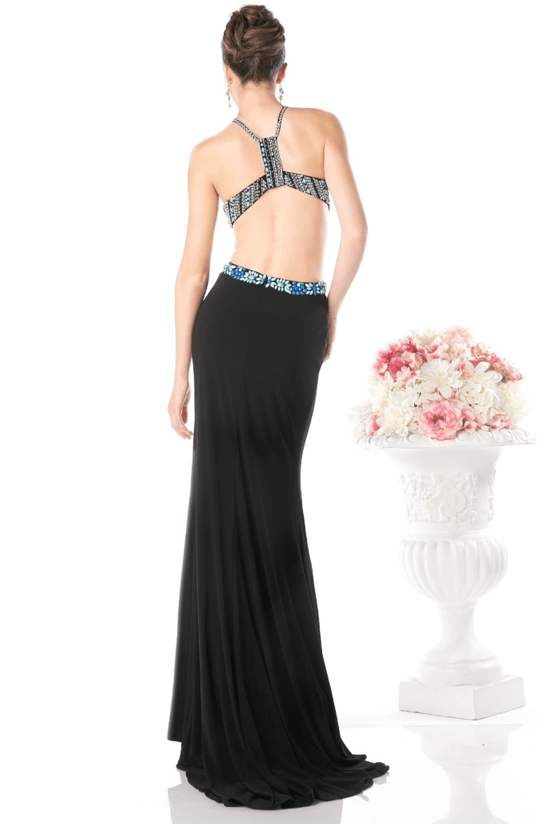 Mermaid Halter Beaded Cut Out Dress by Cinderella Divine - NORMA REED
