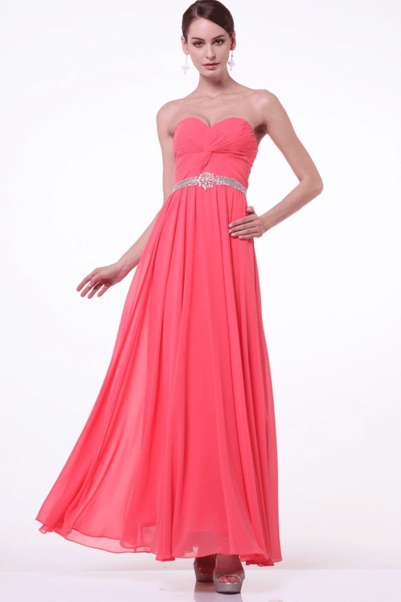 Strapless Beaded Belt Long Dress by Ladivine - NORMA REED