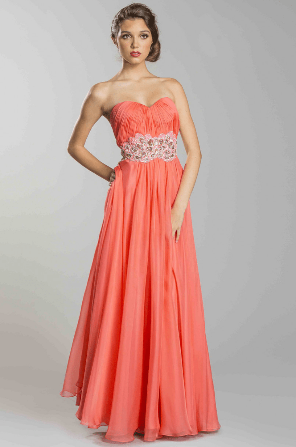 Strapless Beaded Chiffon Dress by Aspeed - NORMA REED