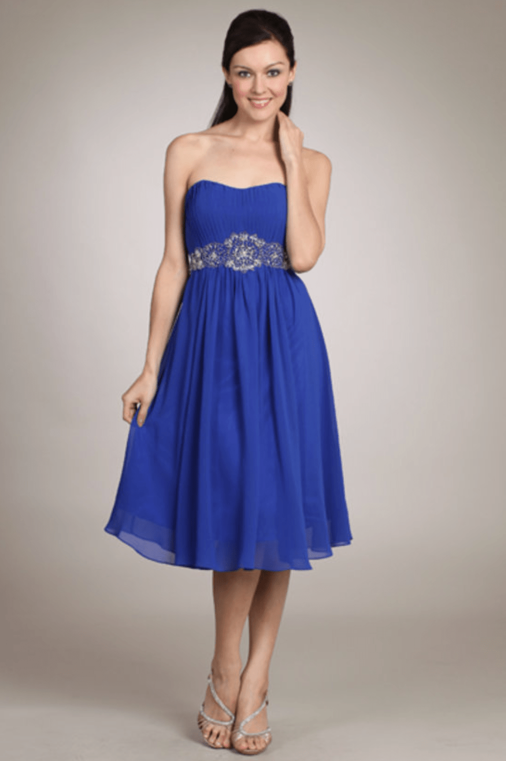 Strapless Sweetheart Chiffon Jewel Embroidered Dress by Fiesta | 11 Colors - NORMA REED