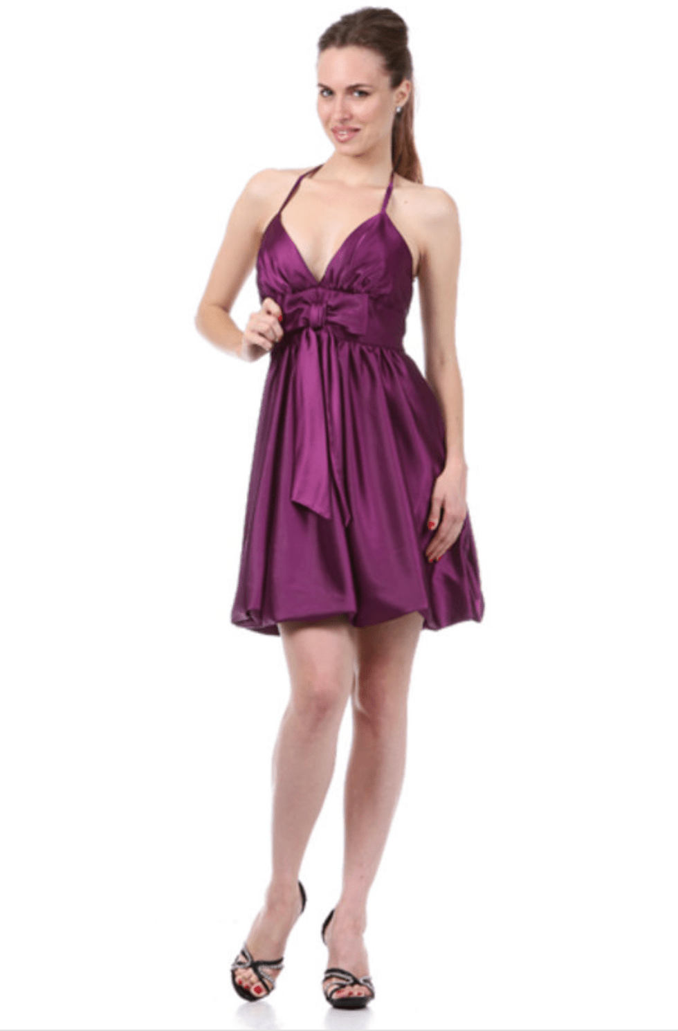 Satin Deep V Neck Short Dress by Fiesta | 4 Colors - NORMA REED