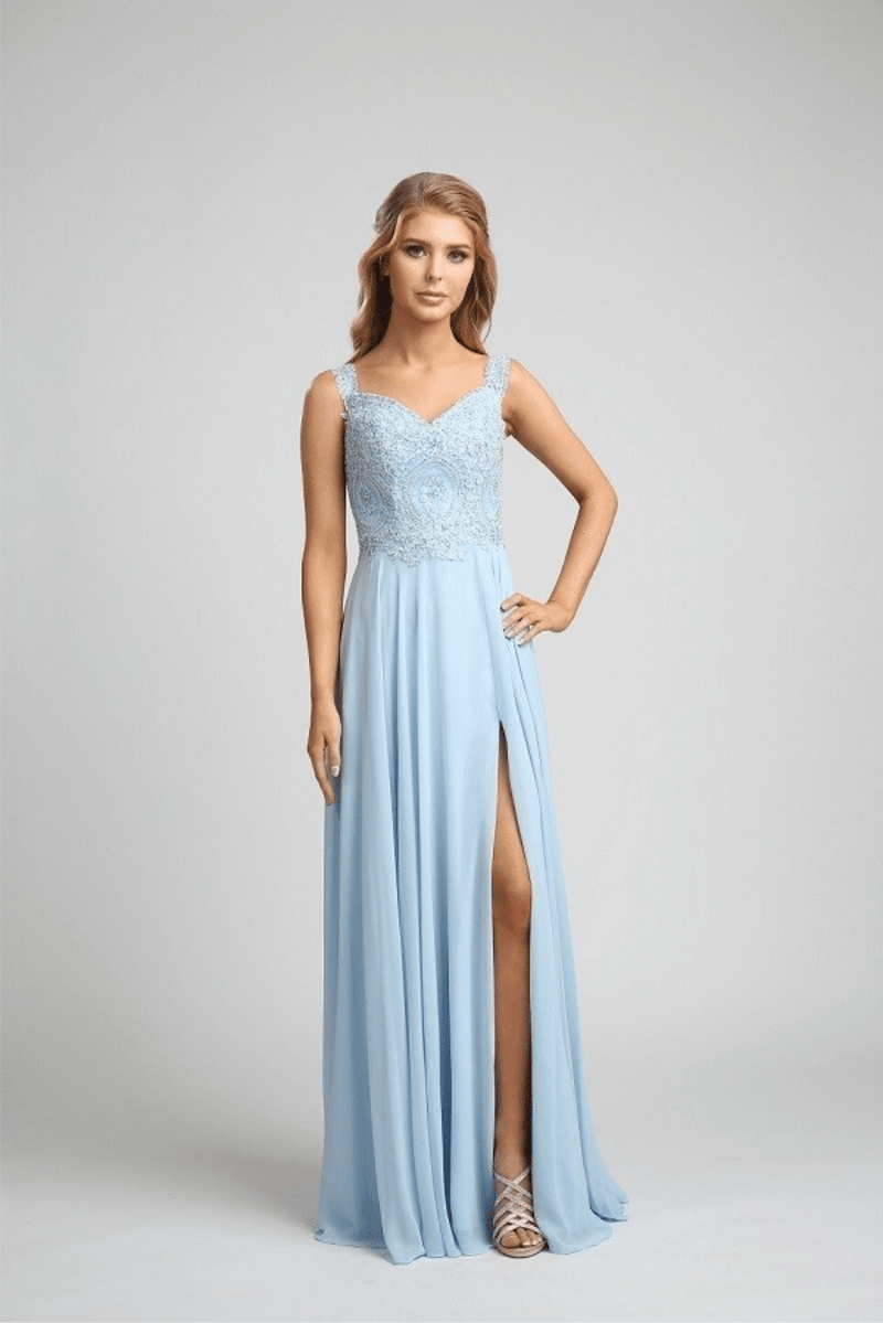Fiesta 53096 Crystal Embroidered Leg Slit Dress - NORMA REED