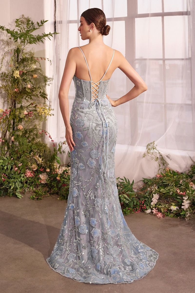 Andrea & Leo A1393 Metallic Floral Mermaid Gown